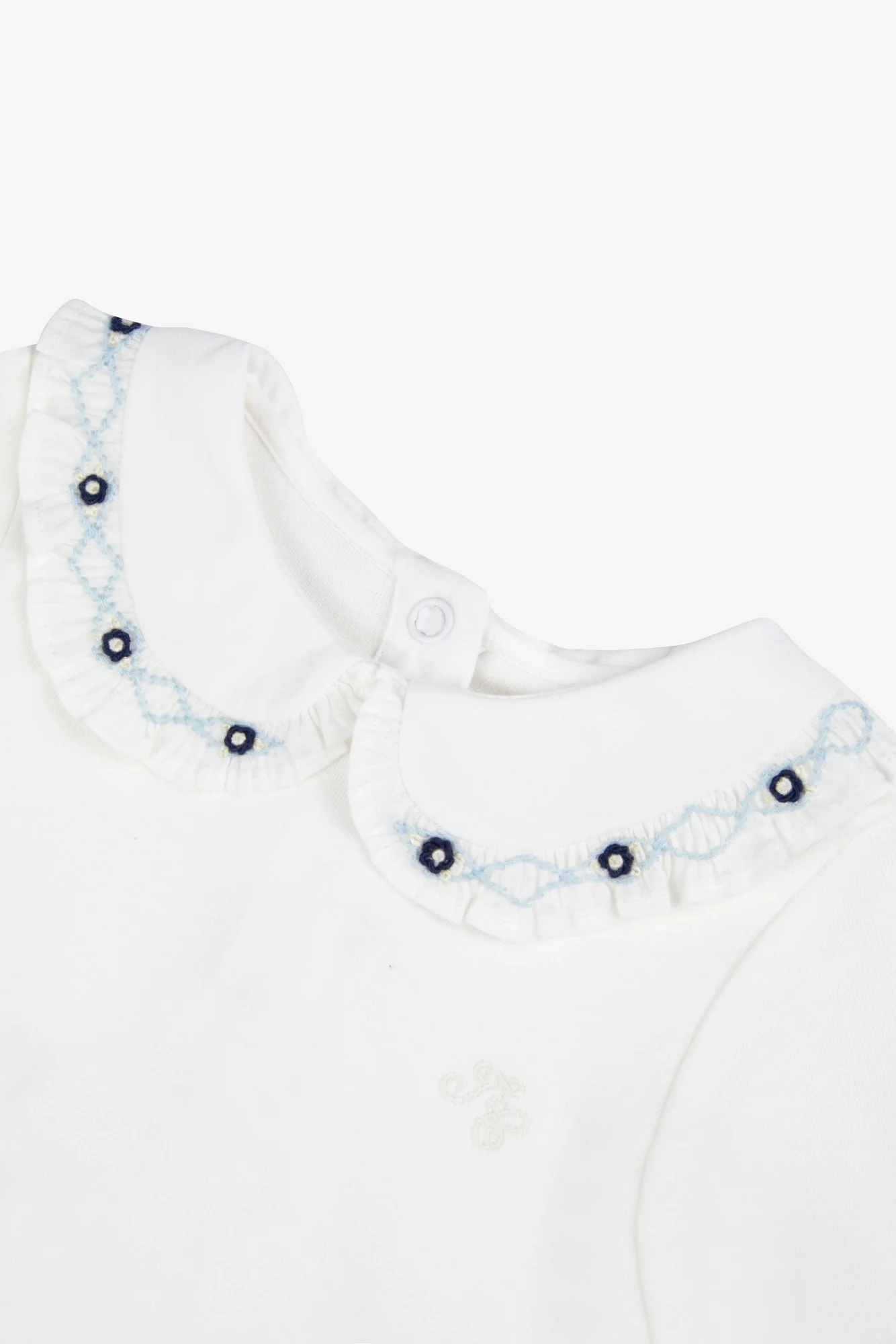 Body - Nuage coton col volanté fleurs bleues - Image 3
