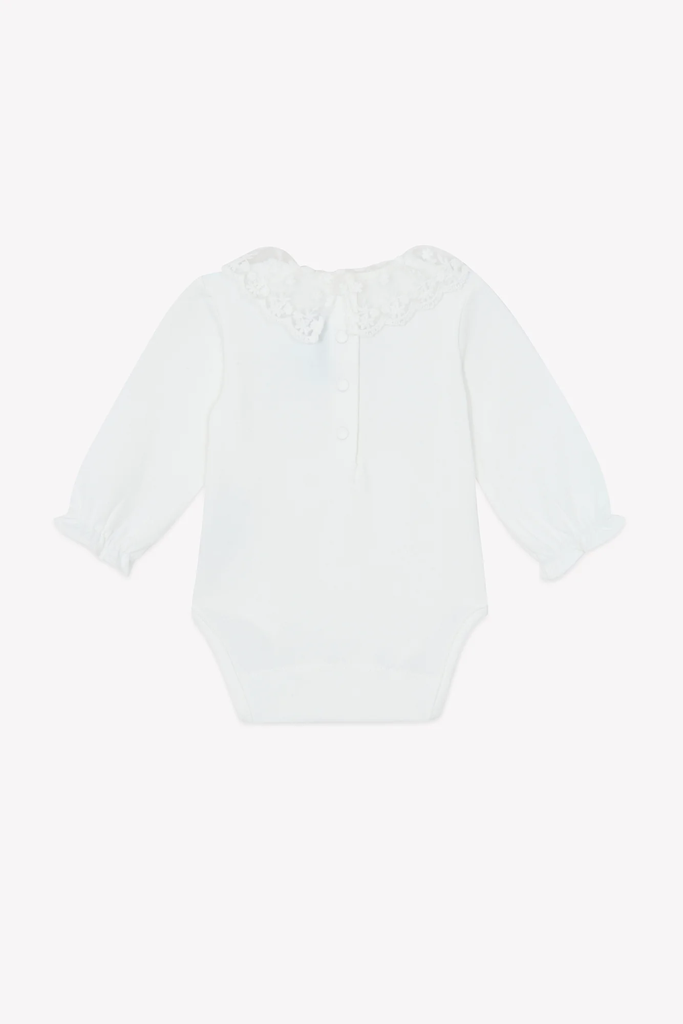 Body - Ecru coton col volanté festonné - Image 3