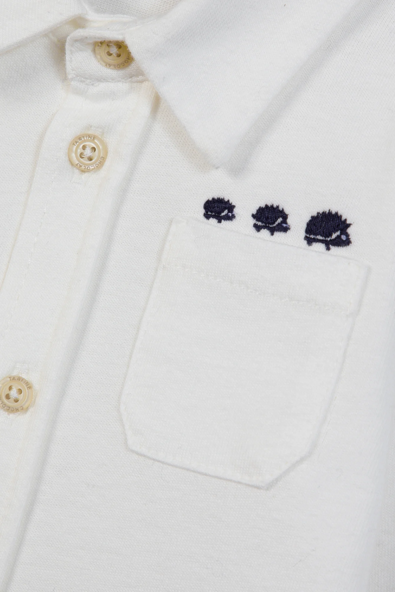 Chemise - Blanc coton col pointu broderie - Image 3