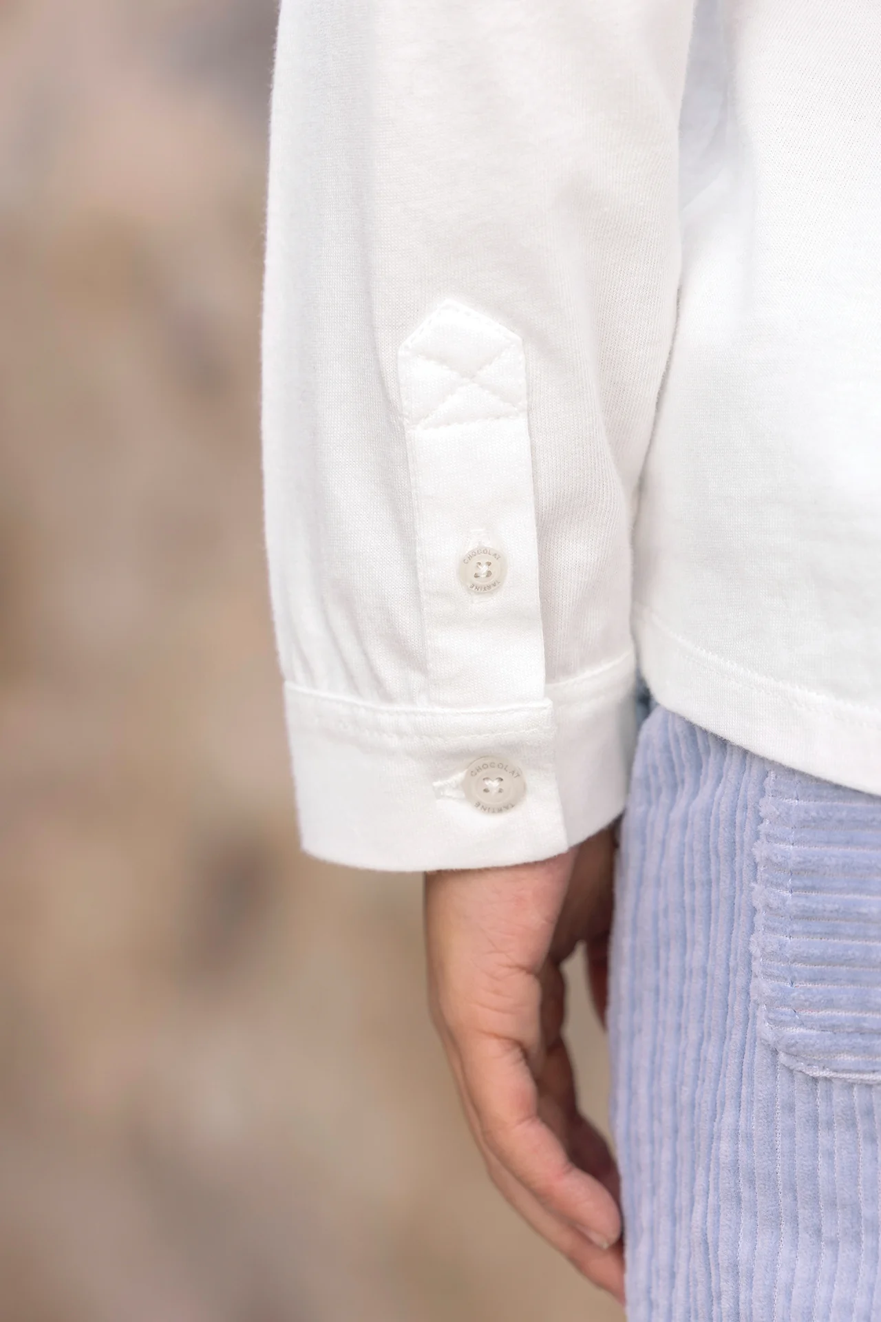 Chemise - Ecru coton col pointu broderie - Image 3