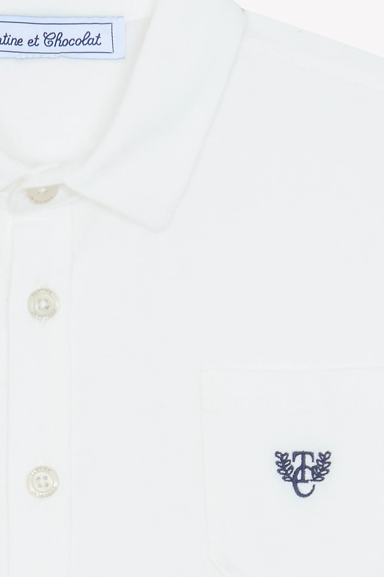 Chemise - Ecru coton col pointu broderie - Image 6