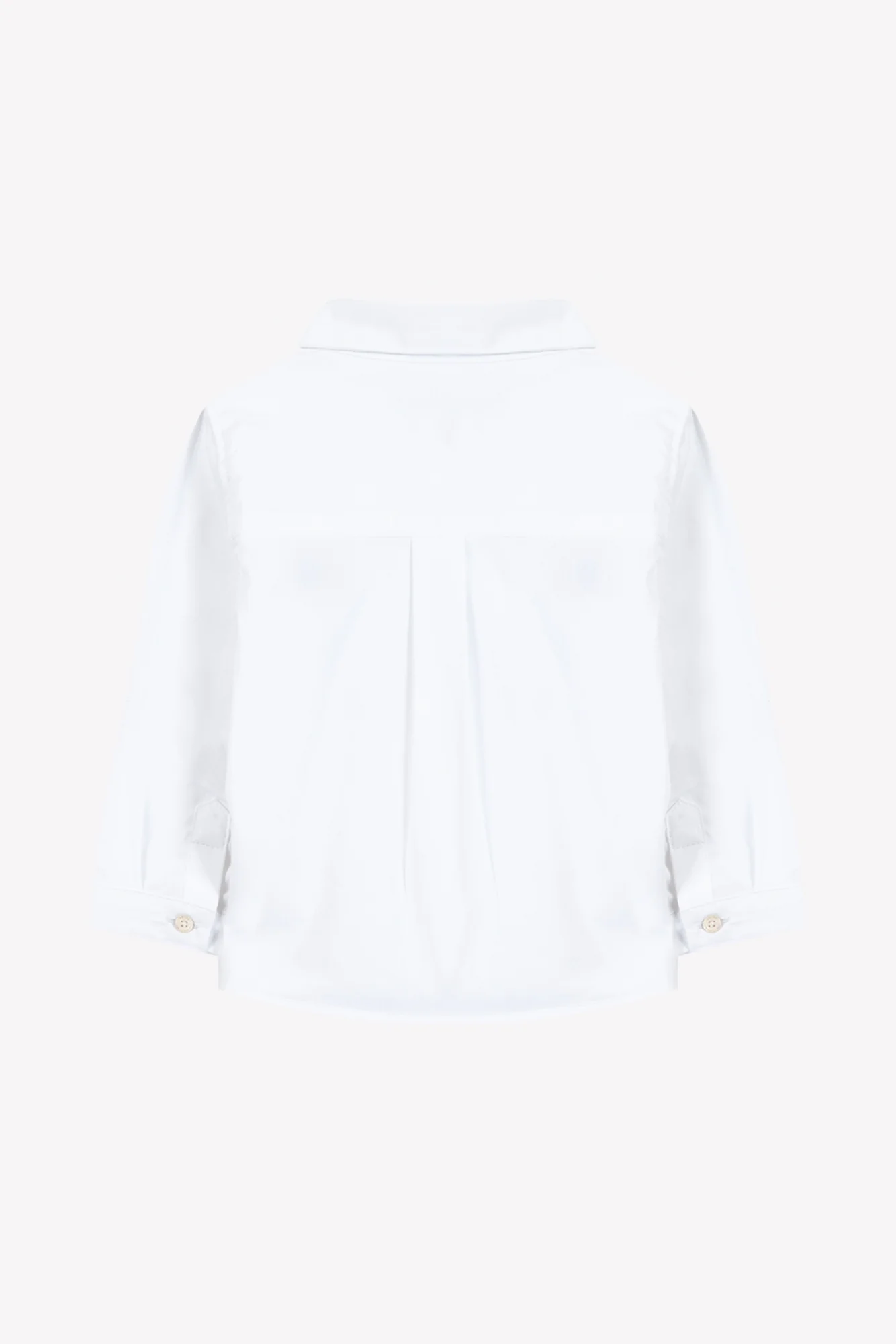 Chemise - Blanc coton col pointu plis religieux - Image 4