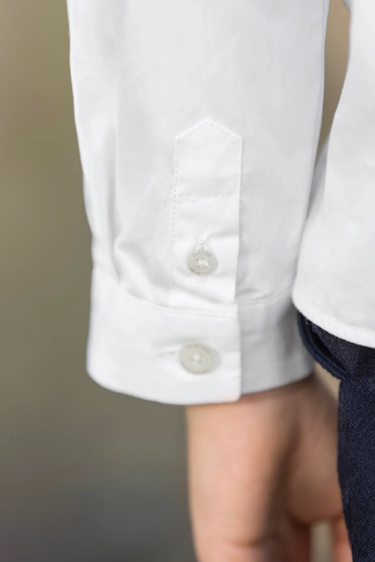 Chemise - Blanc coton plis religieux - Image 3