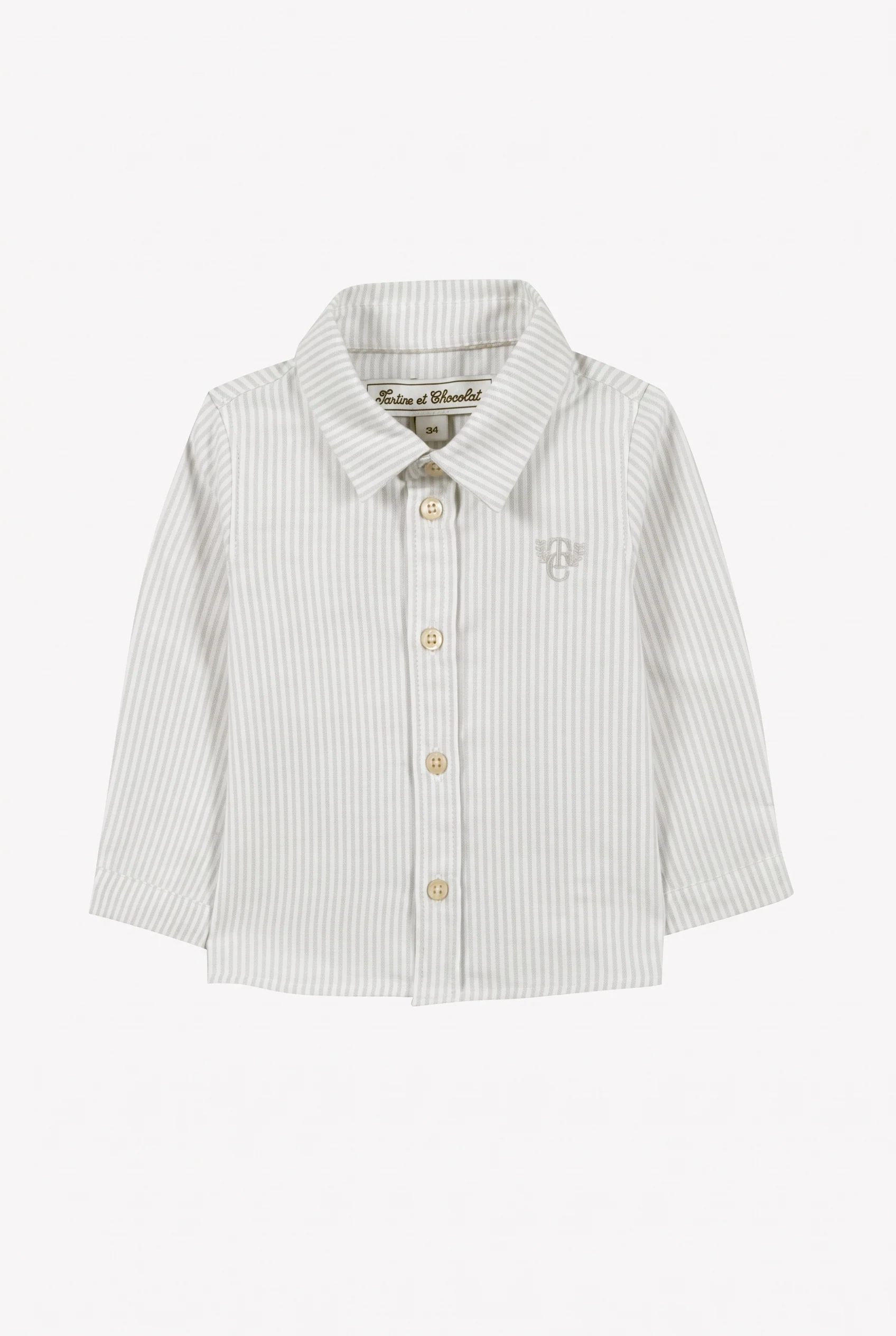 Chemise - Gris clair col pointu rayures - Image 3
