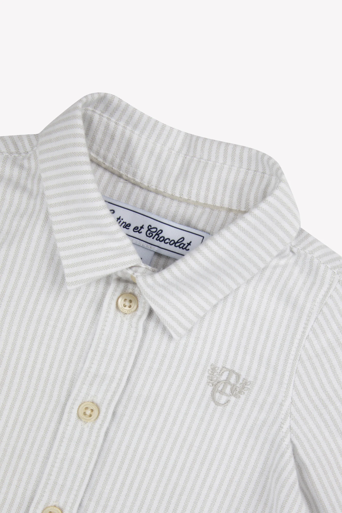 Chemise - Gris clair col pointu rayures - Image 5