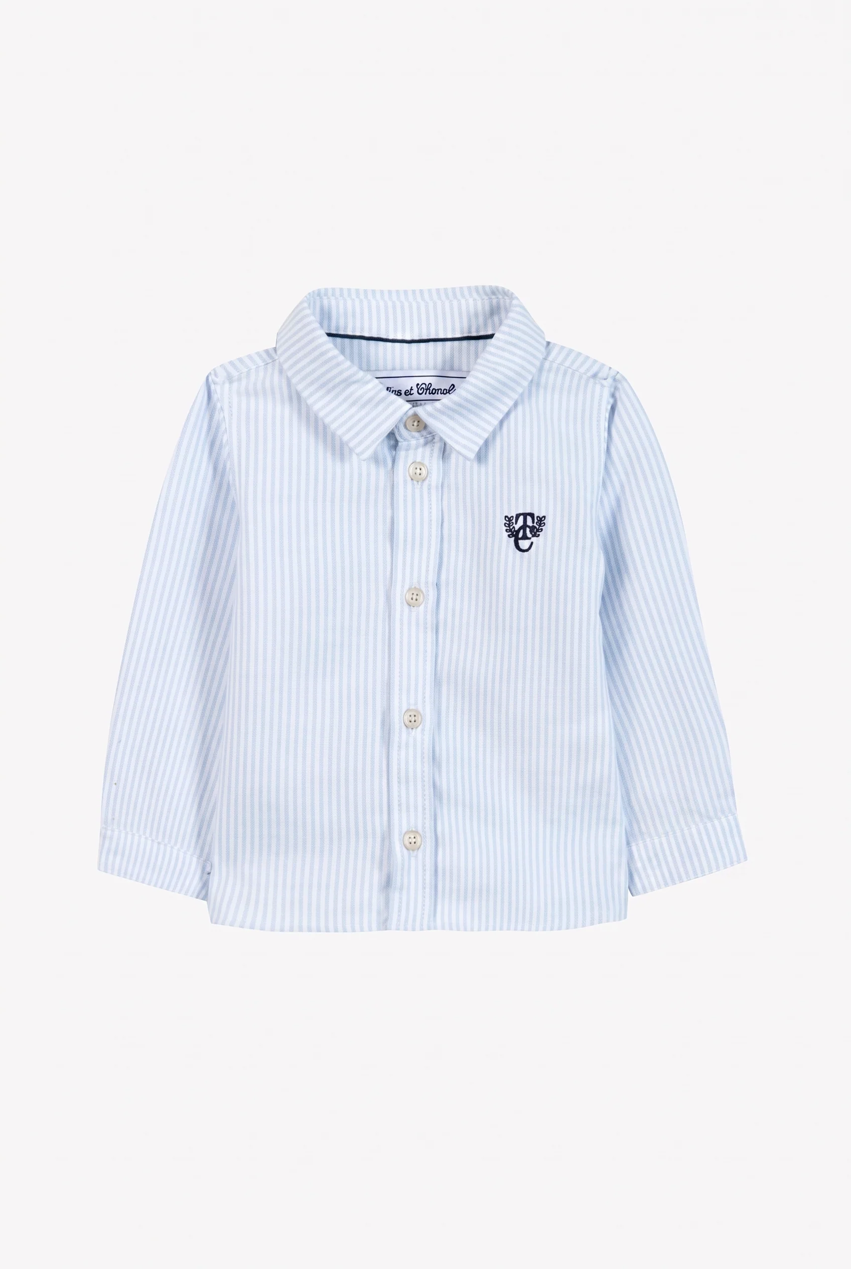 Chemise - Bleu ciel coton rayures - Image 3