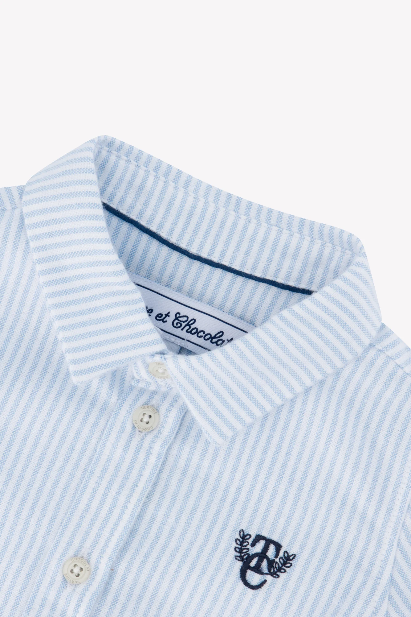 Chemise - Bleu ciel coton rayures - Image 5