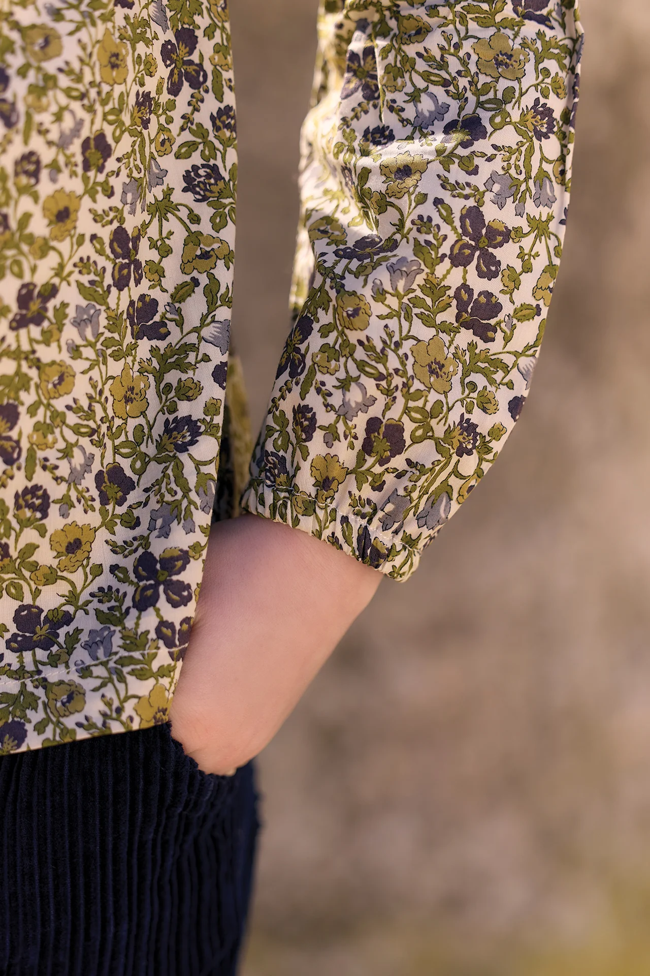 Blouse - Olive coton imprimé Liberty - Image 3