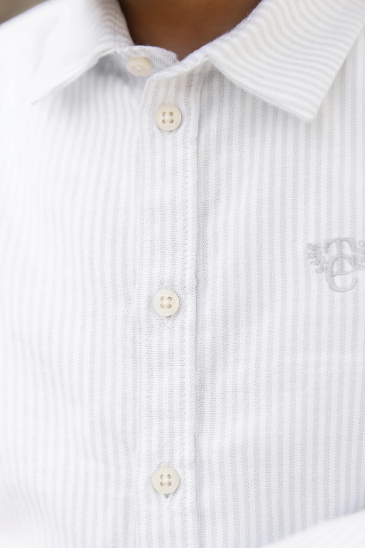 Chemise - Gris clair coton rayures - Image 3