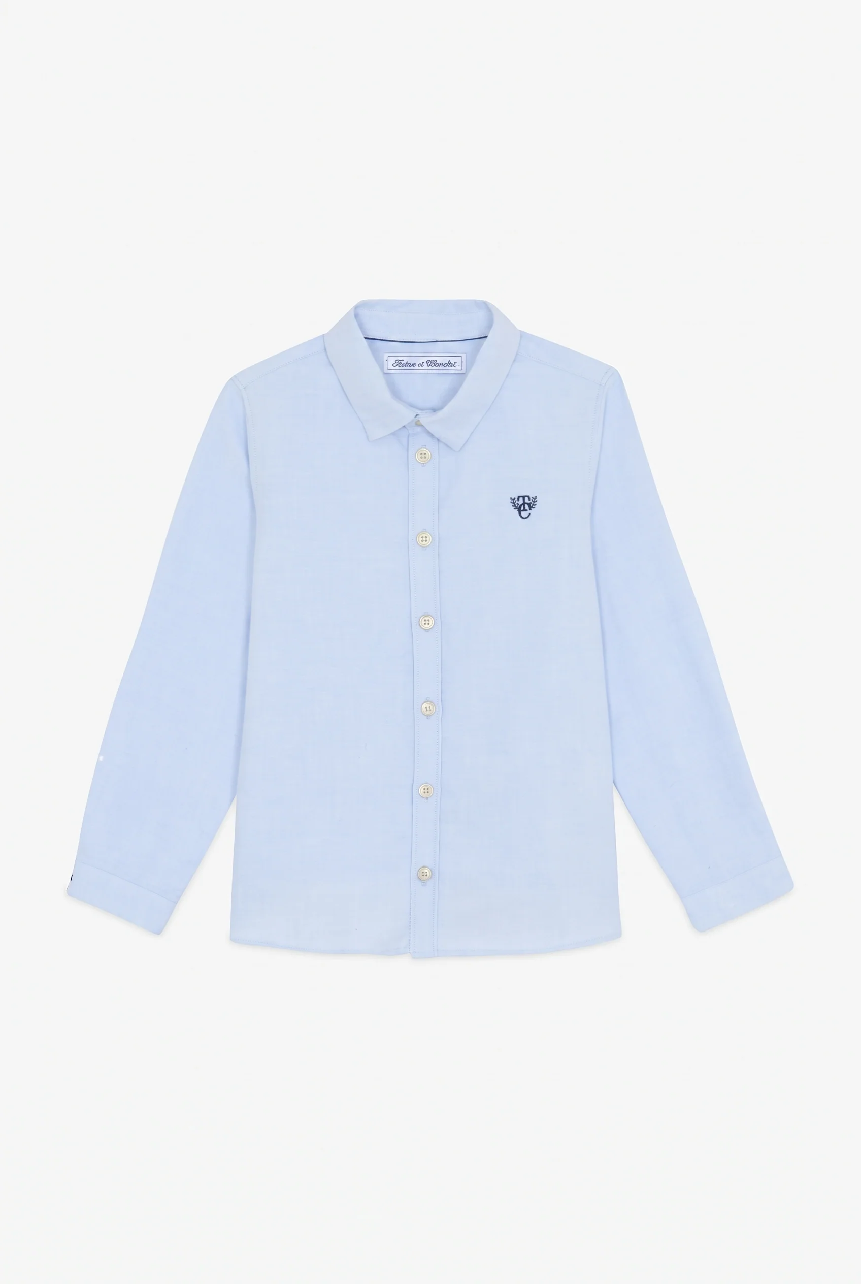 Chemise - Bleu Horizon coton broderies bleu marine