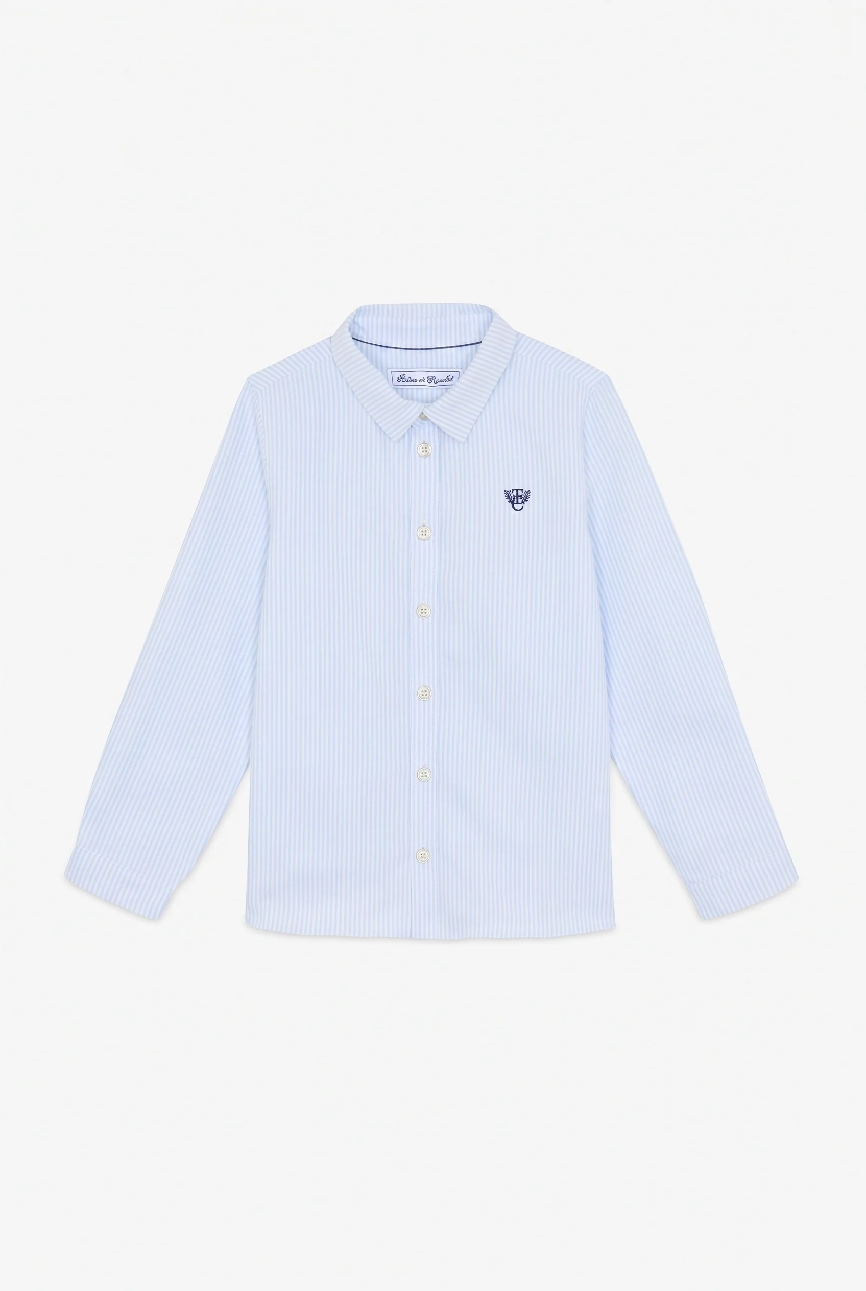 Chemise - Bleu ciel coton rayures - Image 3