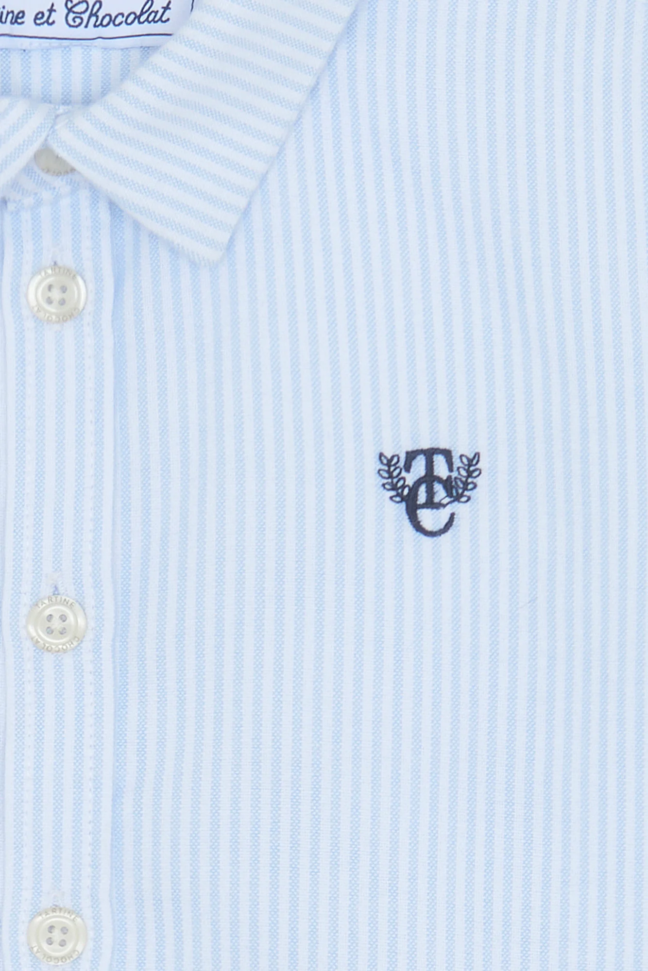 Chemise - Bleu ciel coton rayures - Image 5