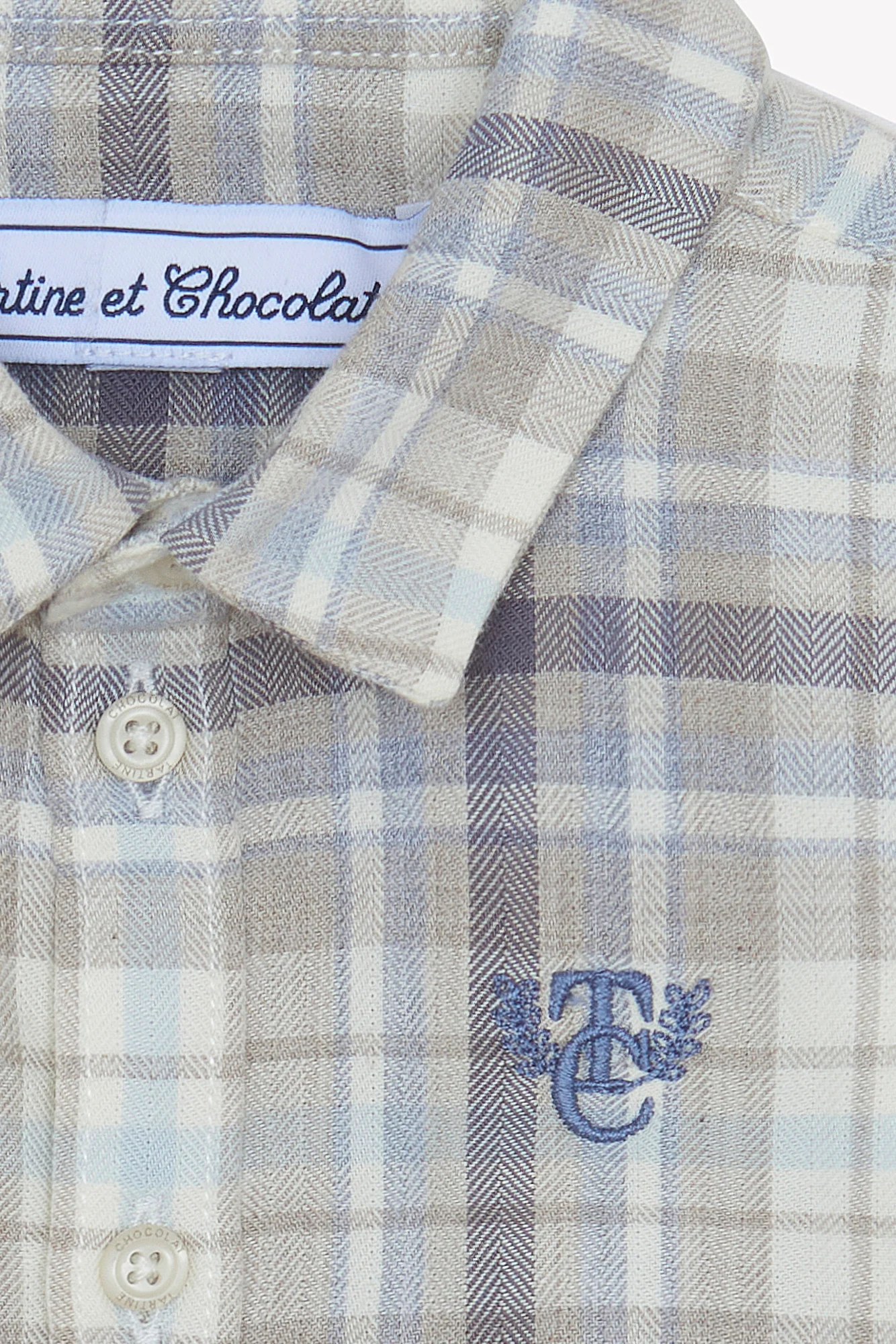 Chemise - Moka coton carreaux - Image 3