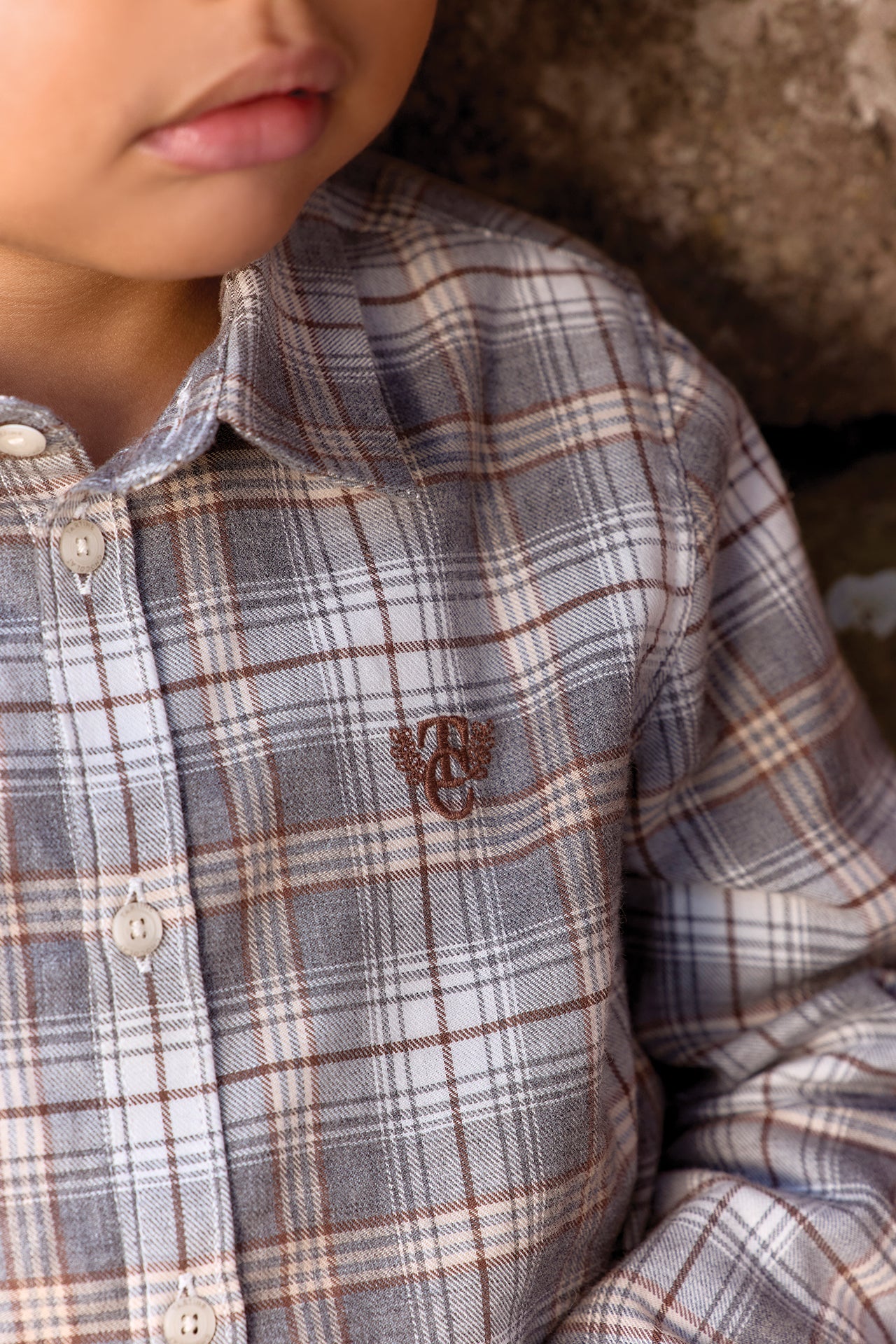 Chemise - Gris moyen coton carreaux