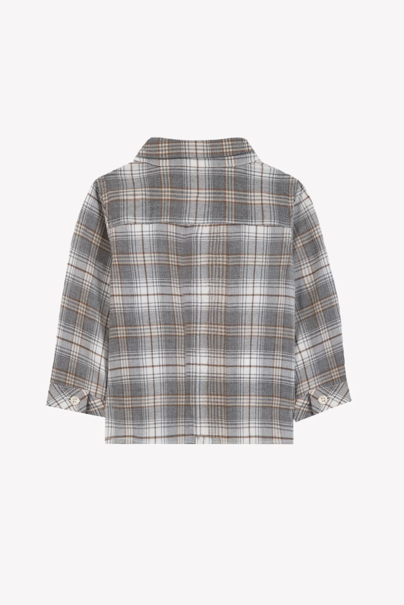 Chemise - Gris moyen coton carreaux - Image 5