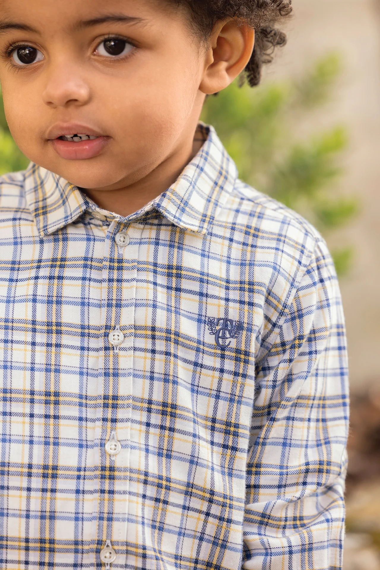 Chemise - Ecru coton carreaux - Image 3