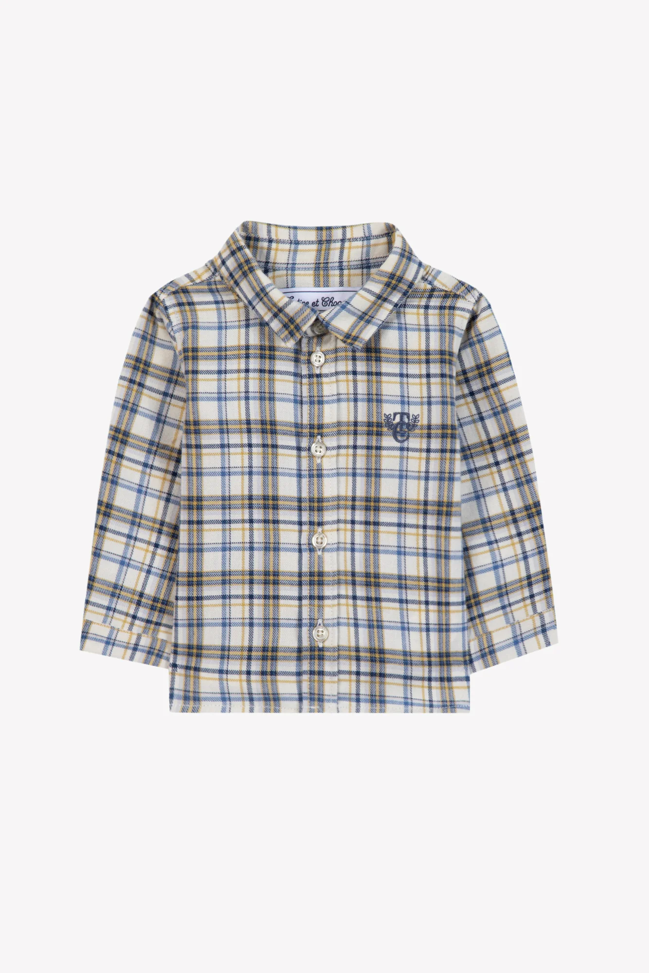 Chemise - Ecru coton carreaux - Image 4