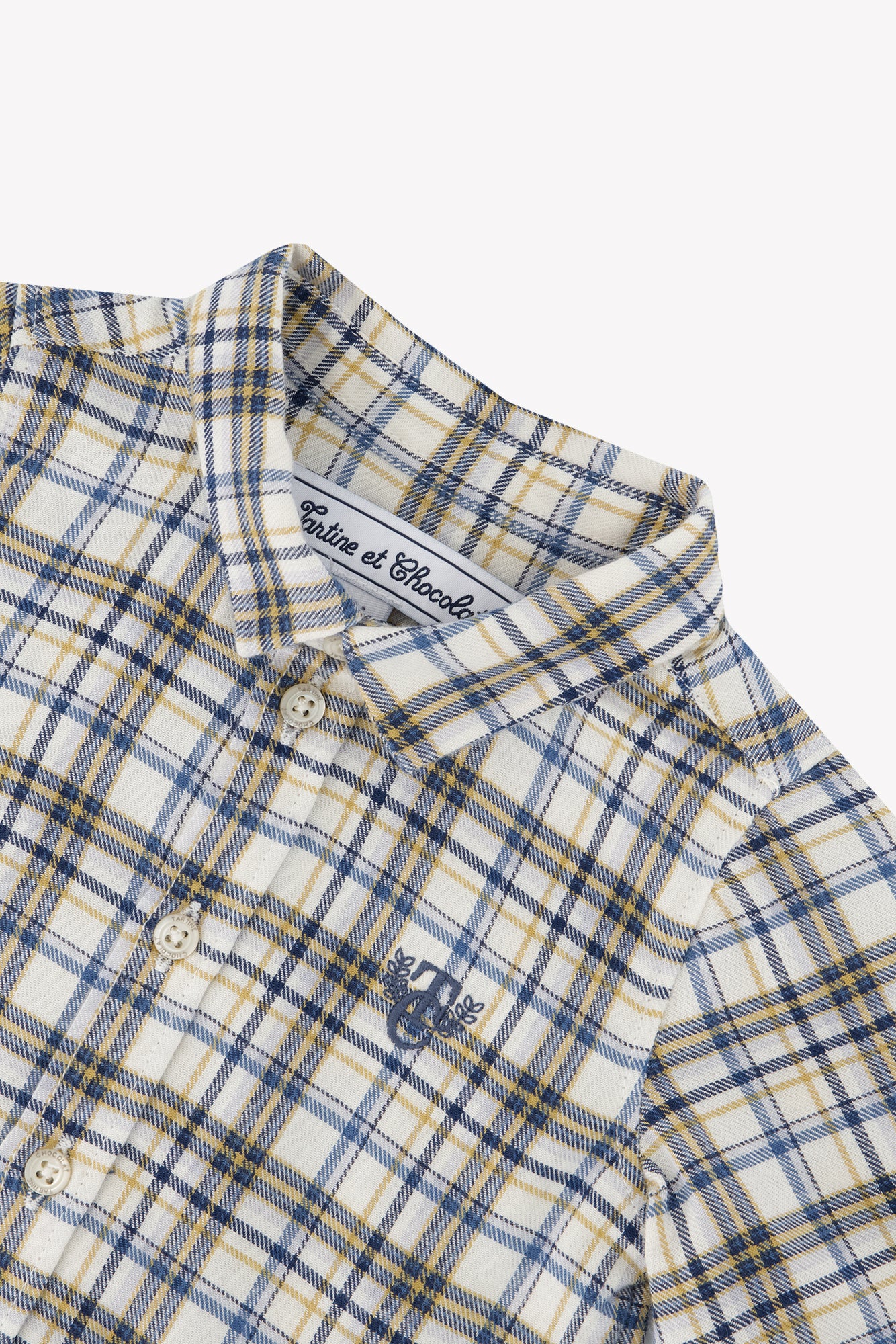 Chemise - Ecru coton carreaux - Image 6