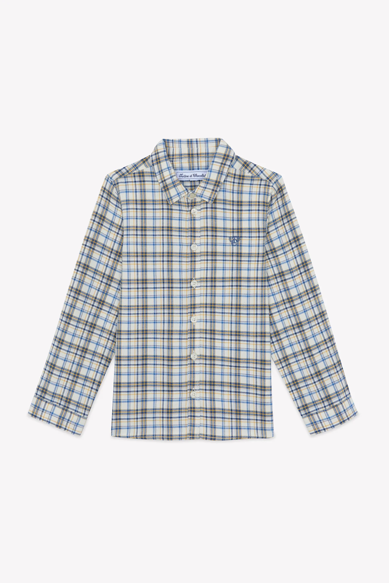 Chemise - Ecru coton broderie carreaux