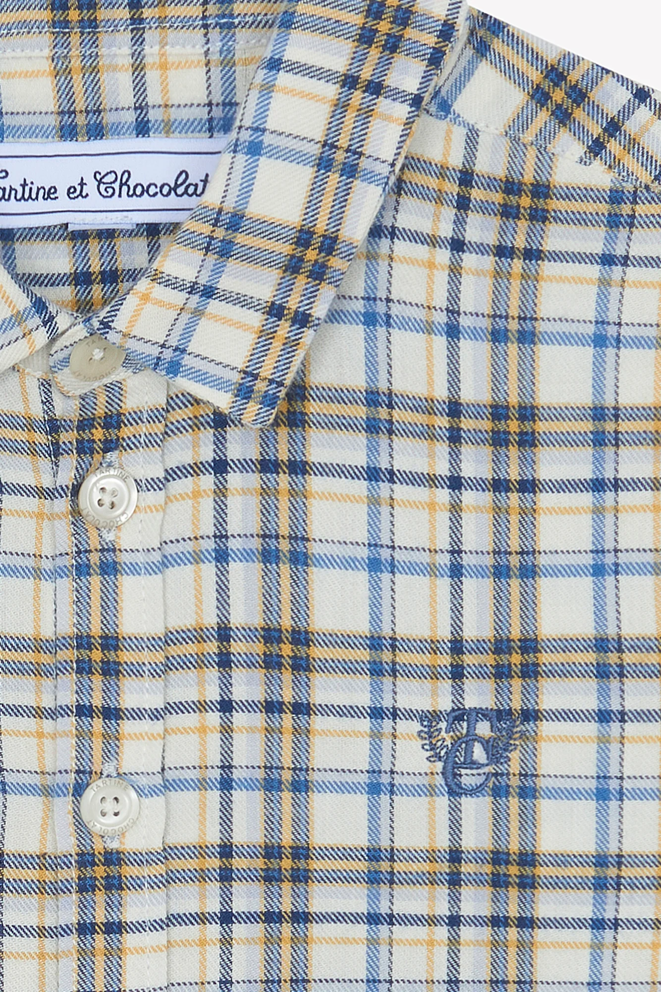 Chemise - Ecru coton broderie carreaux - Image 3