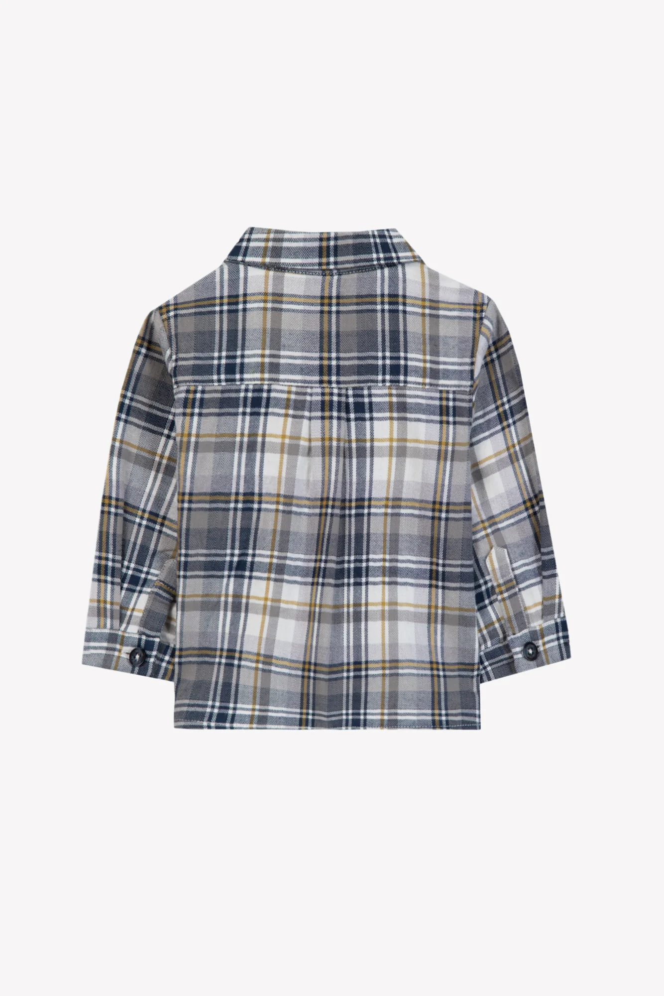 Chemise - Bleu coton carreaux boutons - Image 5