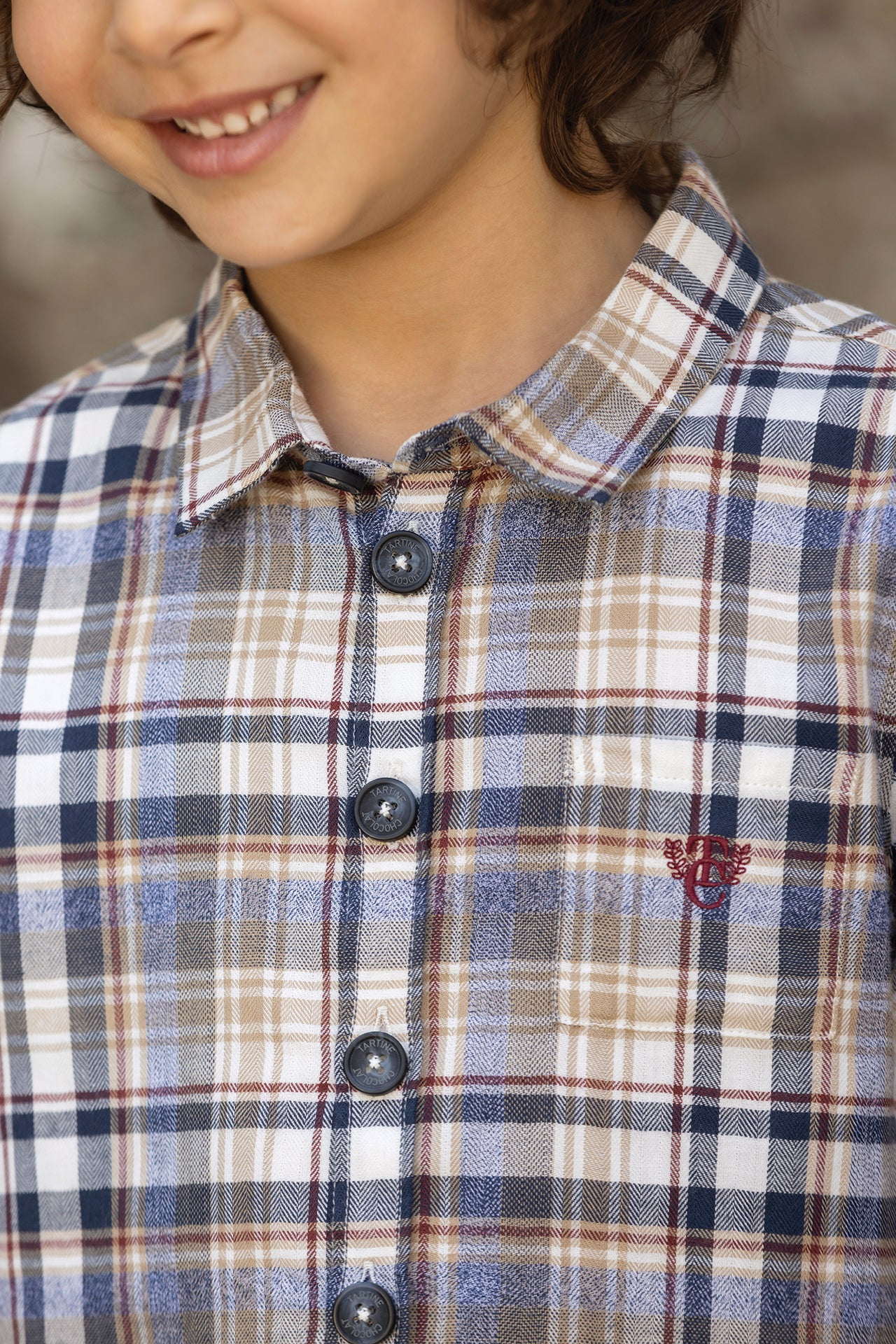 Chemise - Bordeaux coton carreaux - Image 2