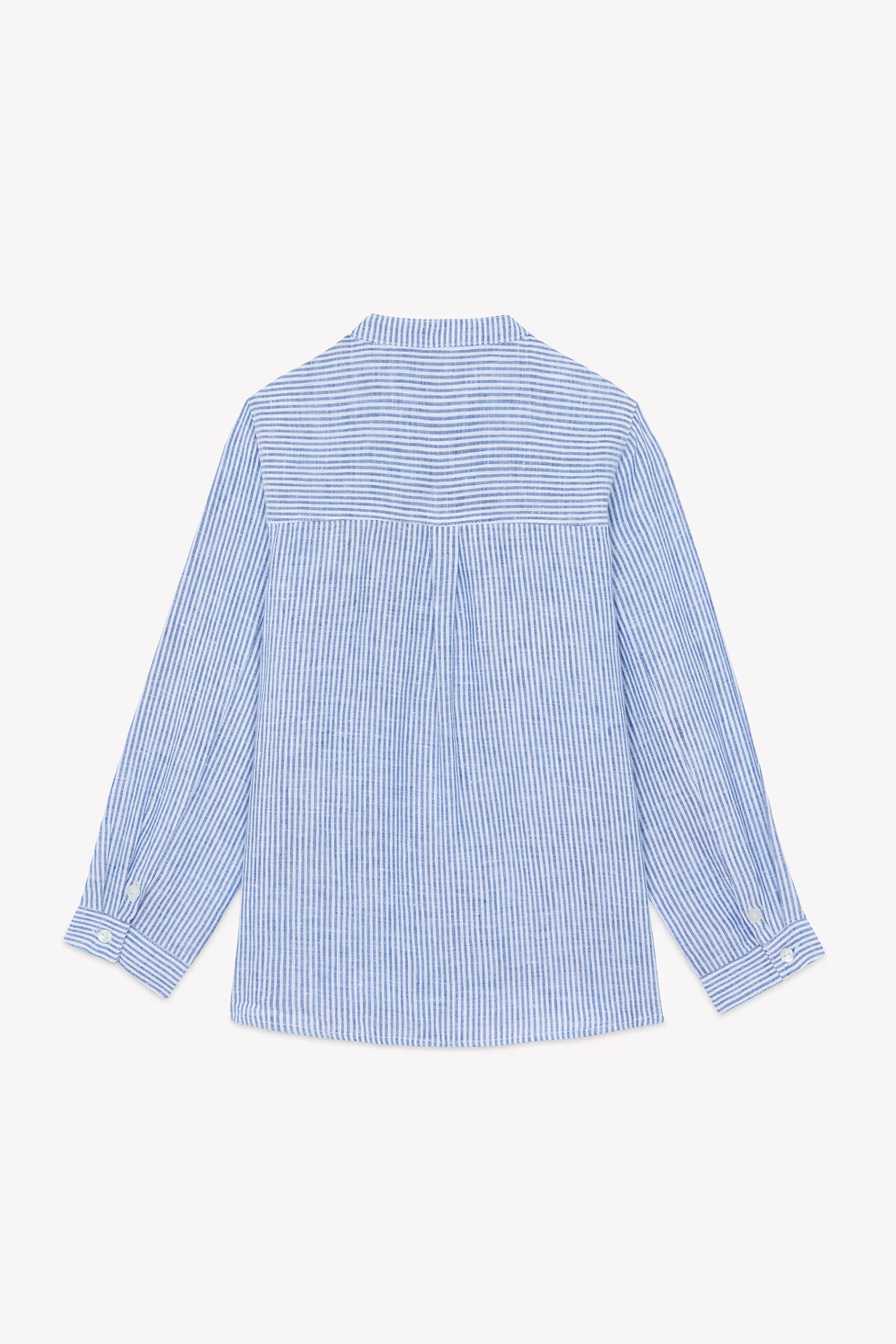 Chemise - Bleu lin rayures col mao - Image 7