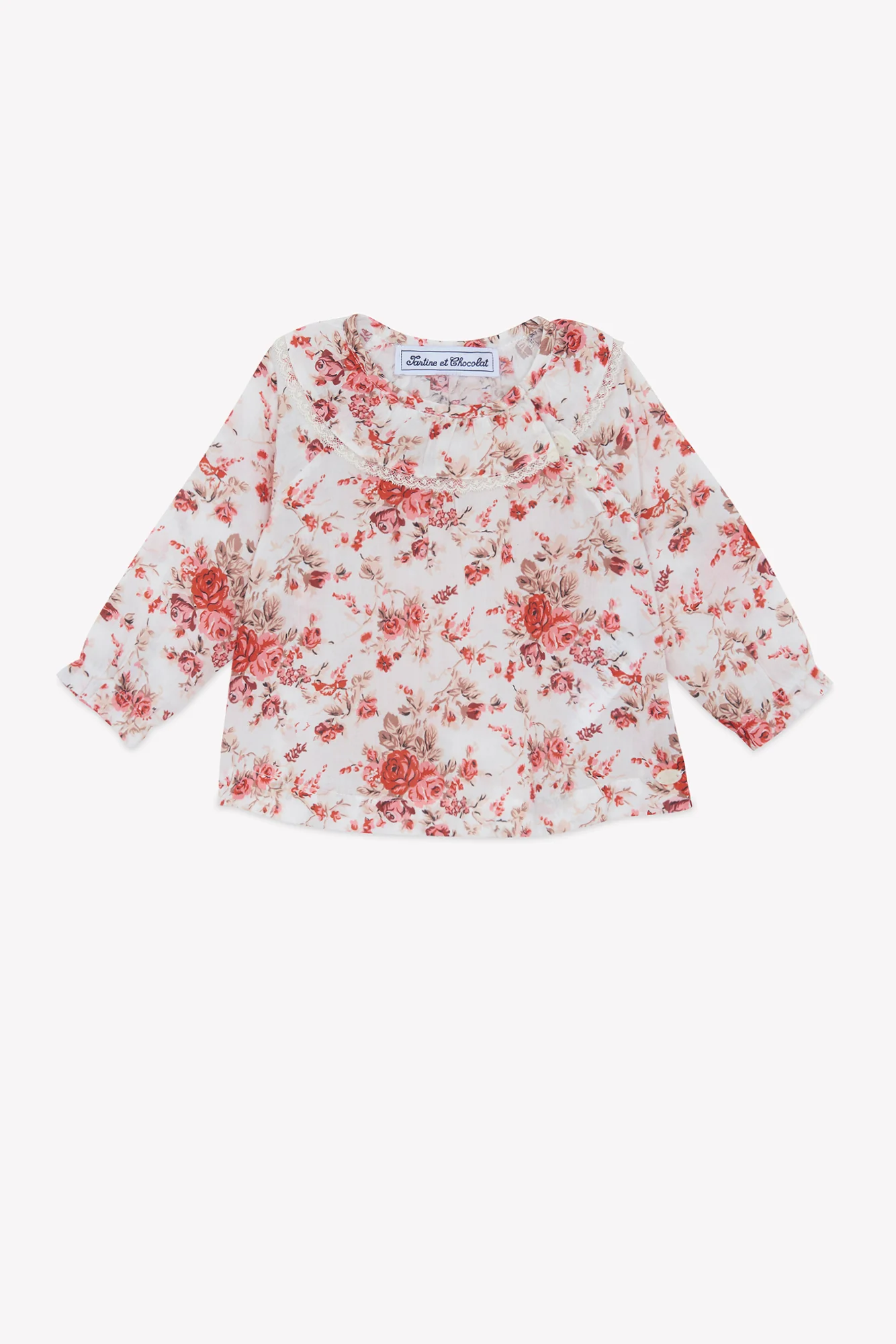 Blouse - Rose coton imprimé fleuri - Image 4