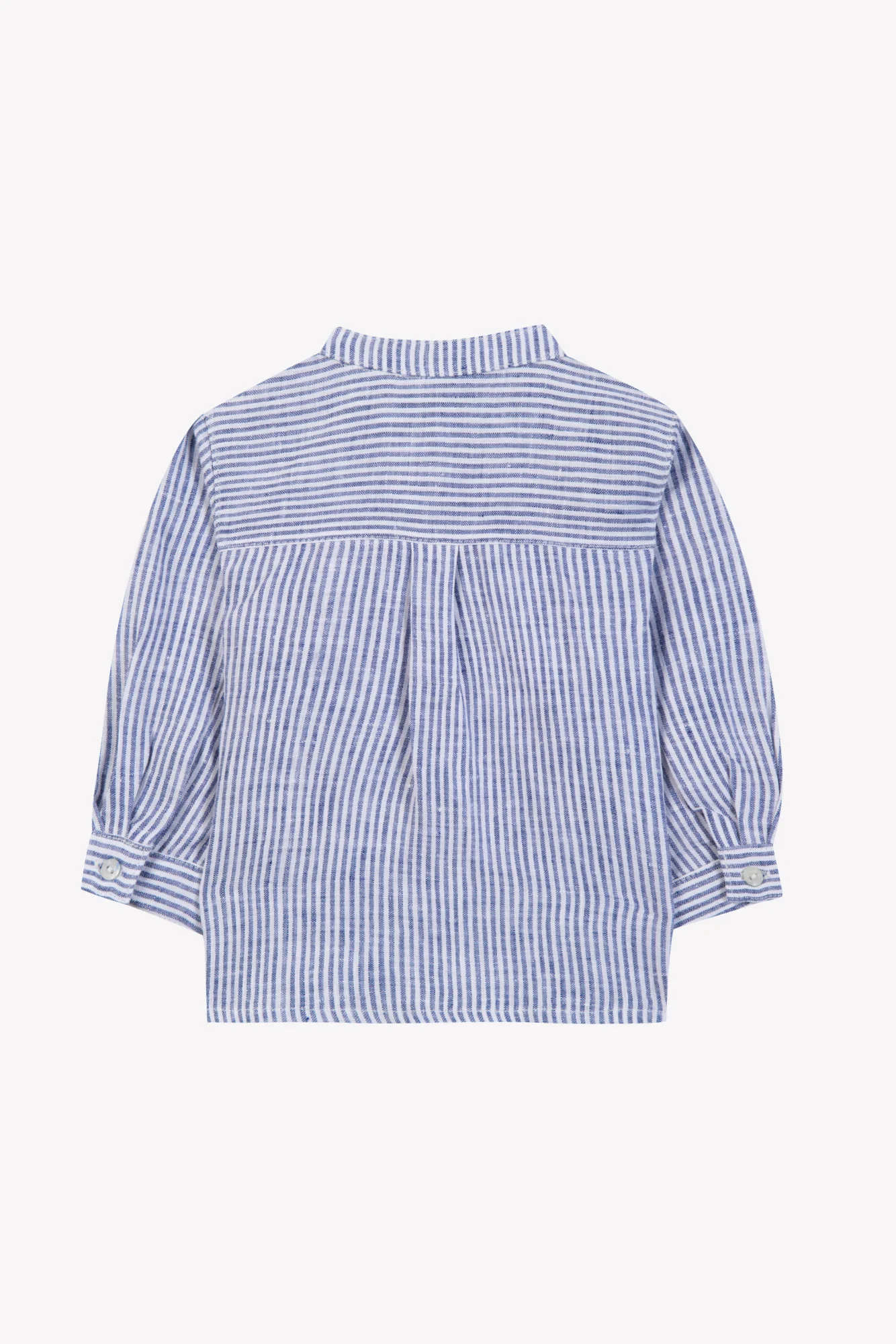 Chemise - Bleu lin col rayures broderie - Image 4