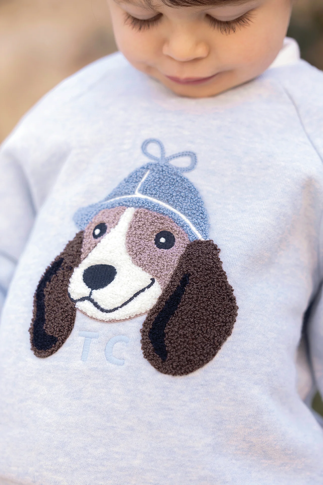 Pull - Bleu horizon coton imprimé chien - Image 2