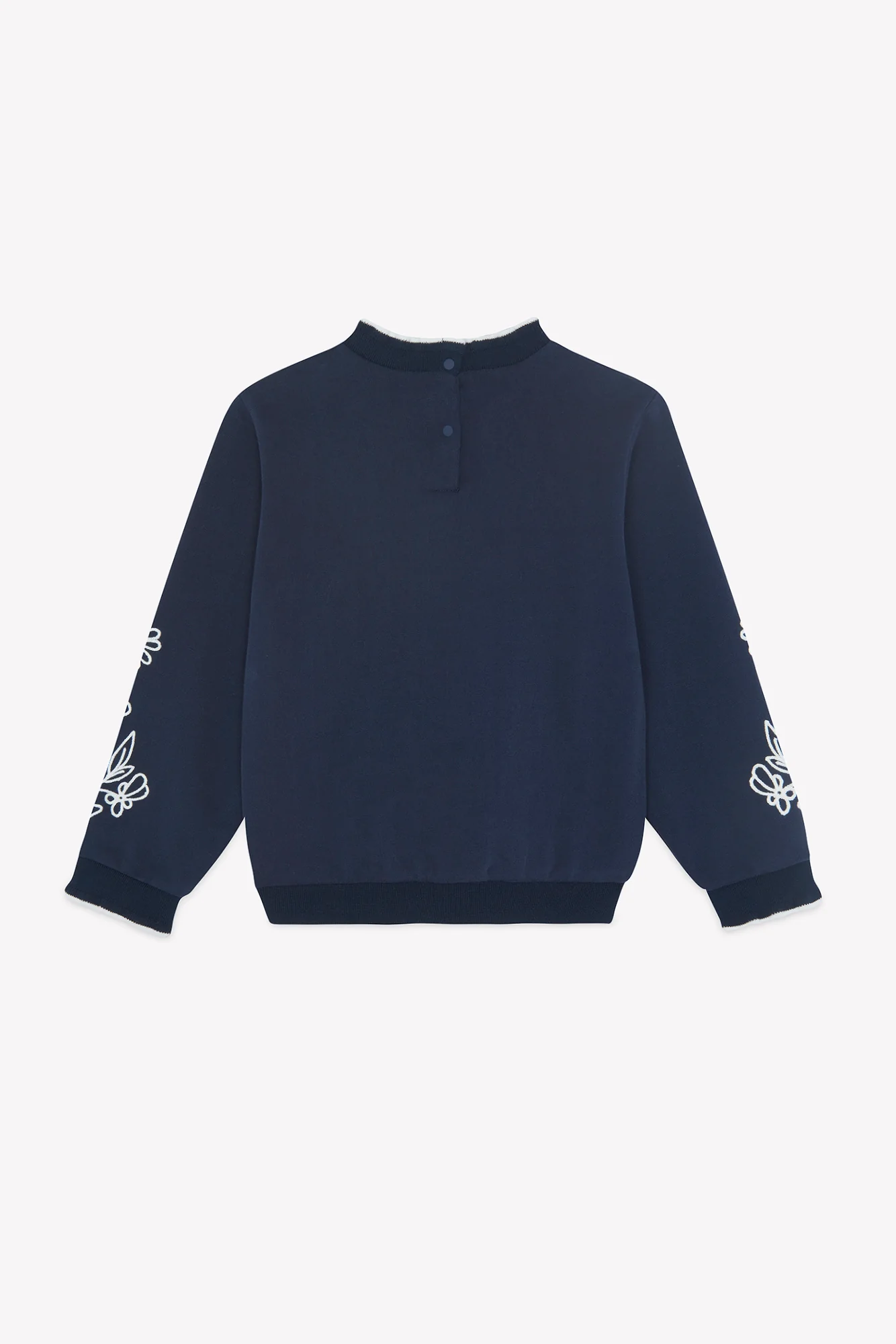 Sweat - Marine coton broderies fleurs - Image 4