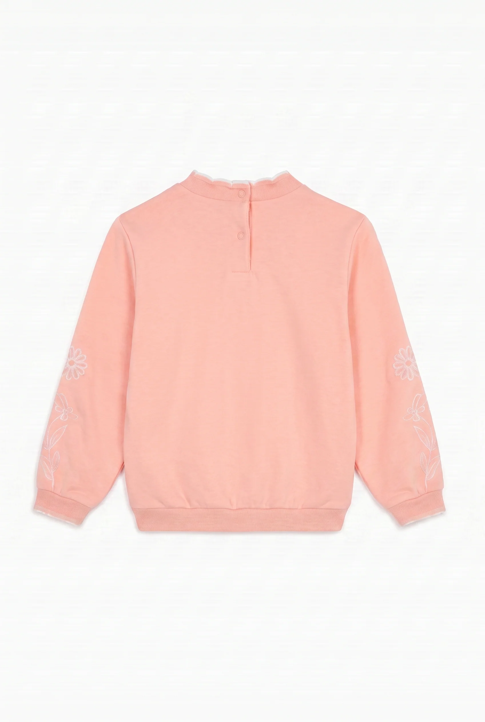 Sweat - Rosée coton broderies fleurs - Image 5