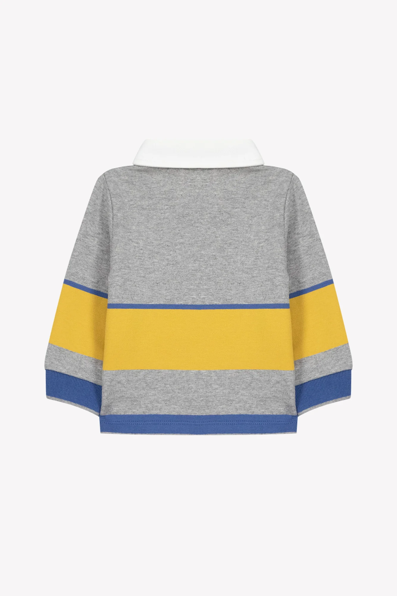 Polo - Gris chiné col pointu écusson brodé - Image 2