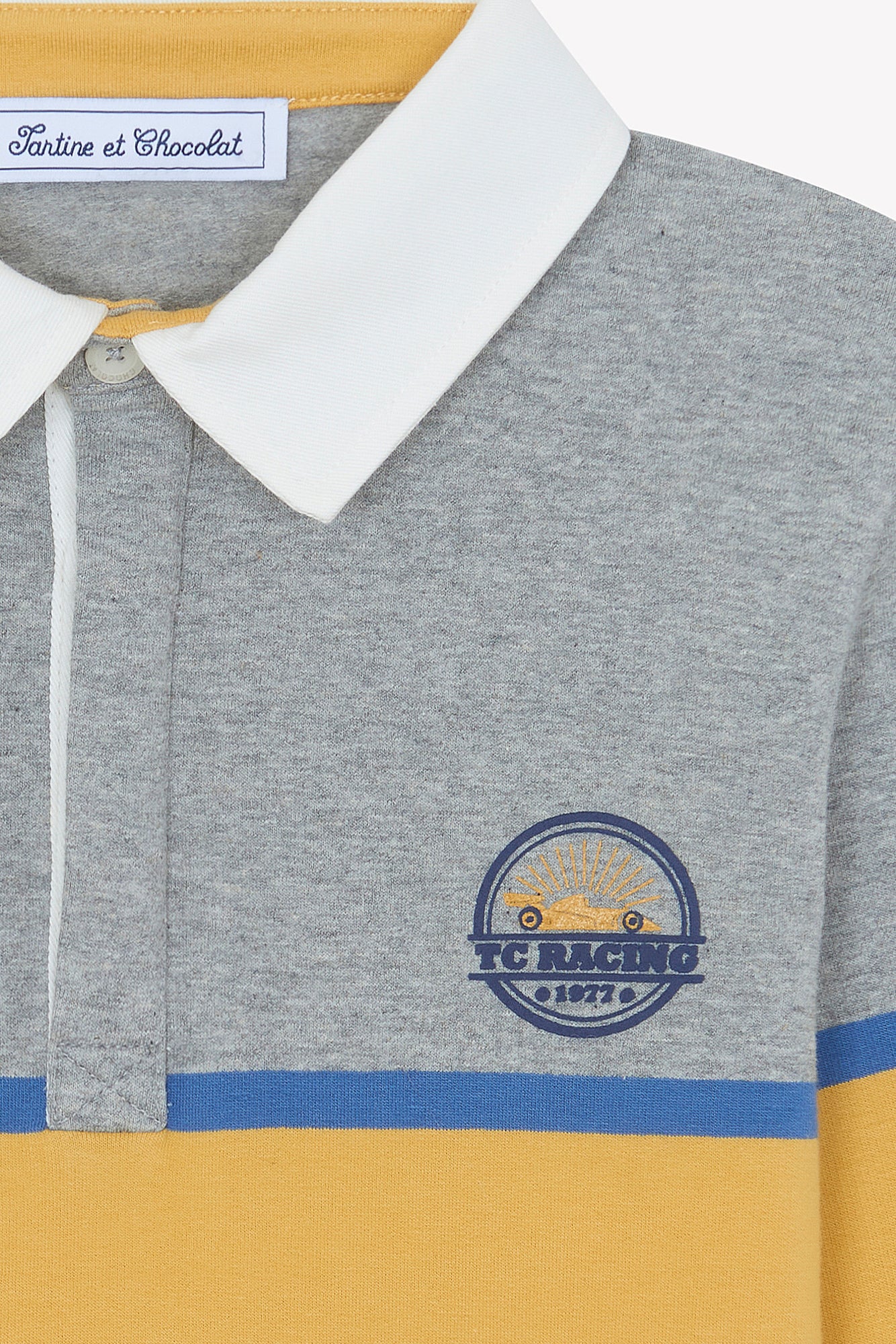 Polo - Gris moyen coton col pointu rayures - Image 6