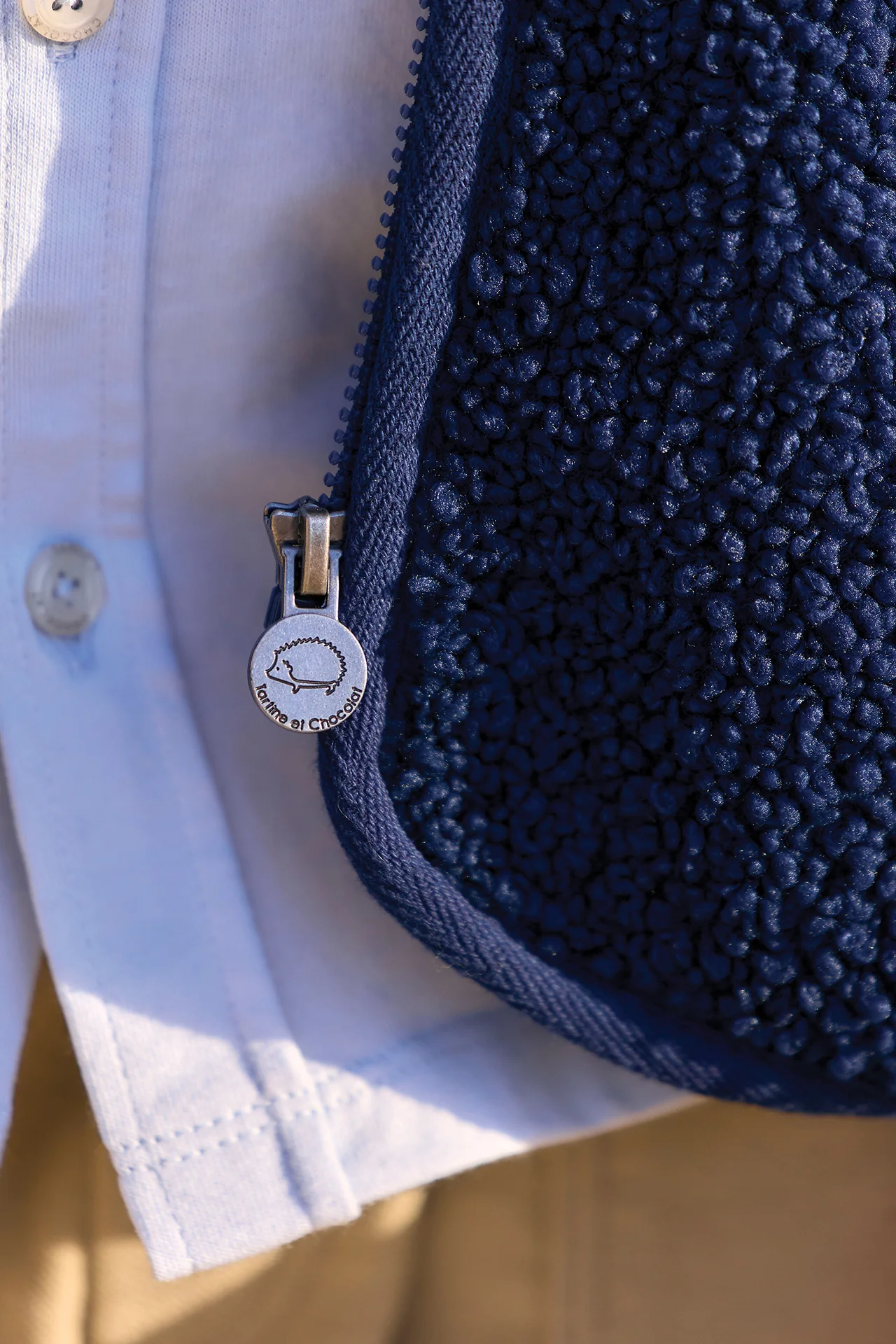 Veste - Navy zippée imitation fourrure bouclette - Image 2