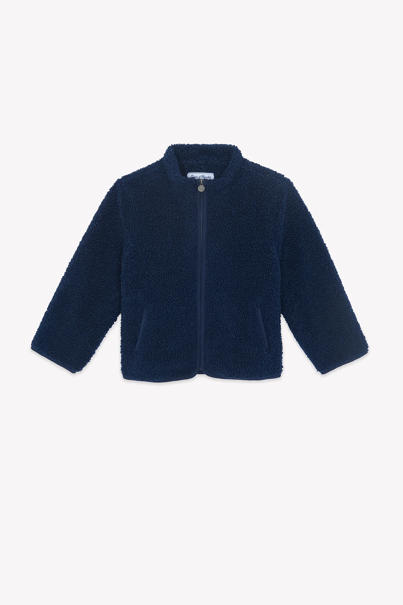 Veste - Navy zippée imitation fourrure bouclette - Image 3