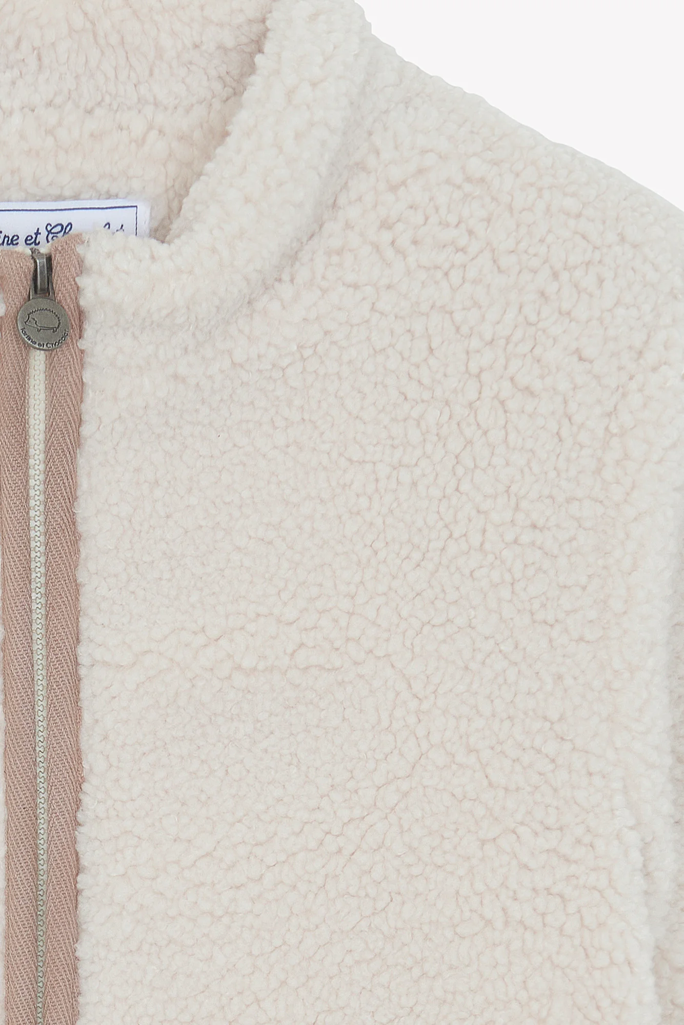 Veste - Beige zippée imitation fourrure bouclette - Image 6