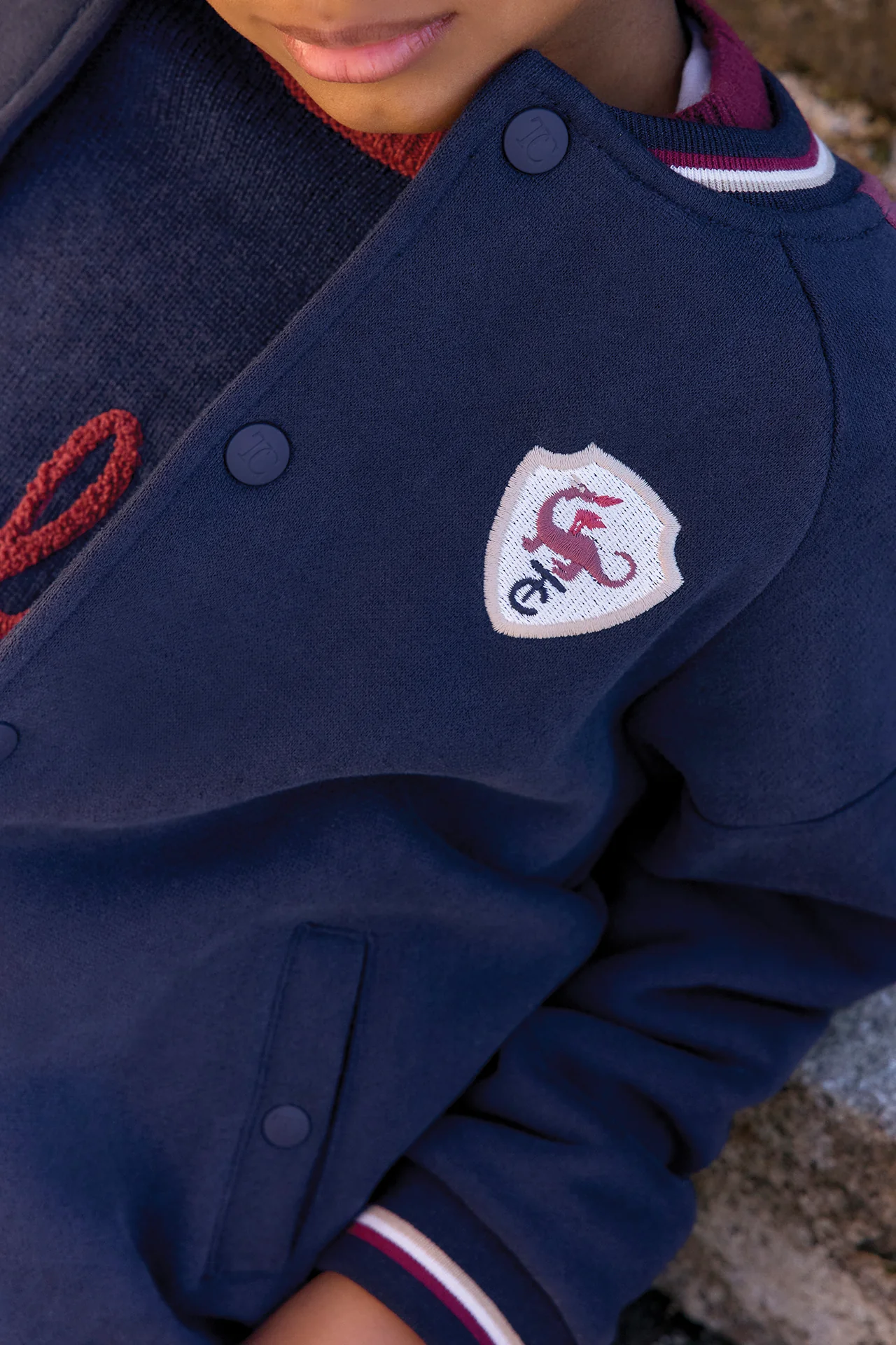Cardigan - Marine coton teddy rayures
