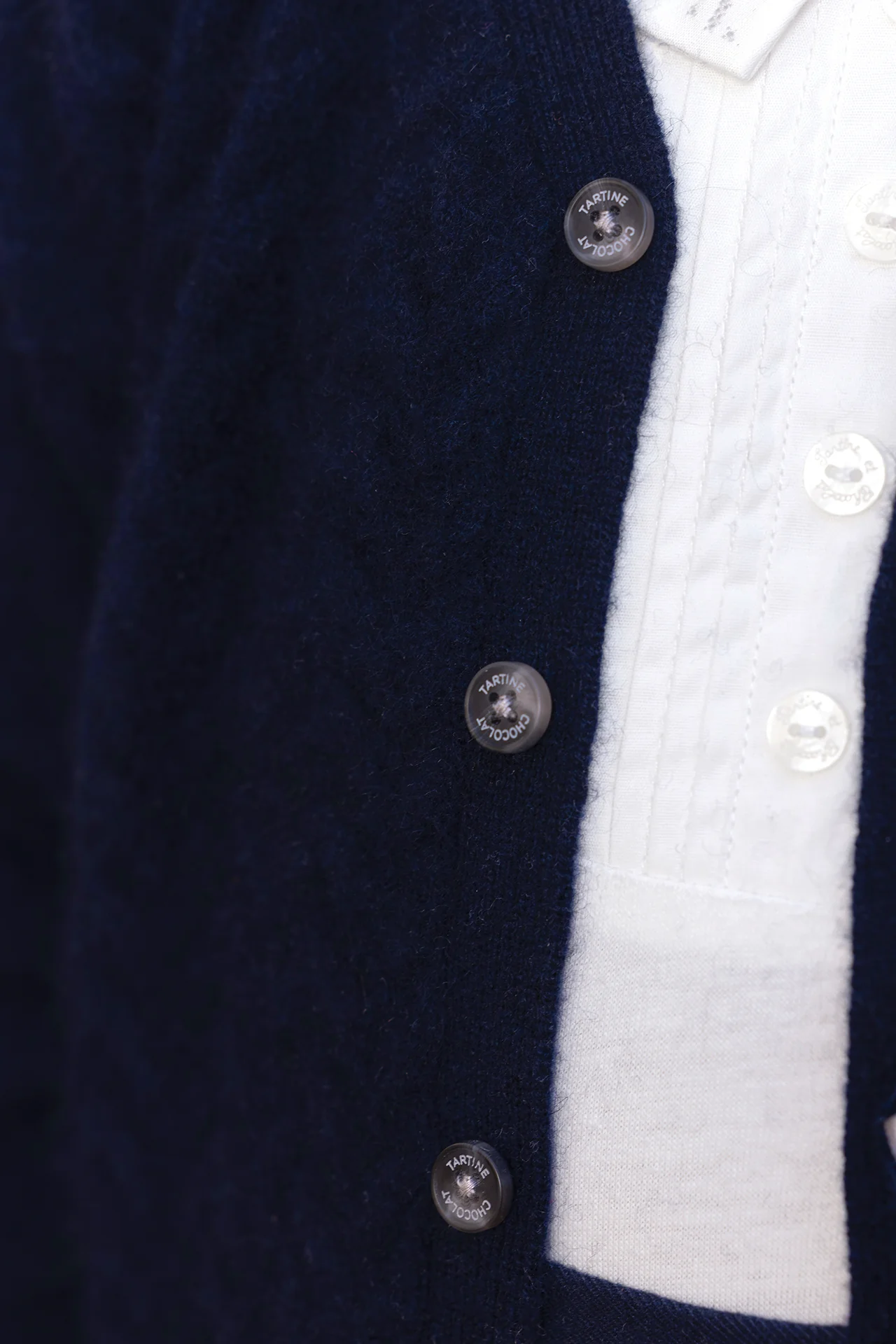 Cardigan - Marine cachemire col v maille tressée - Image 2