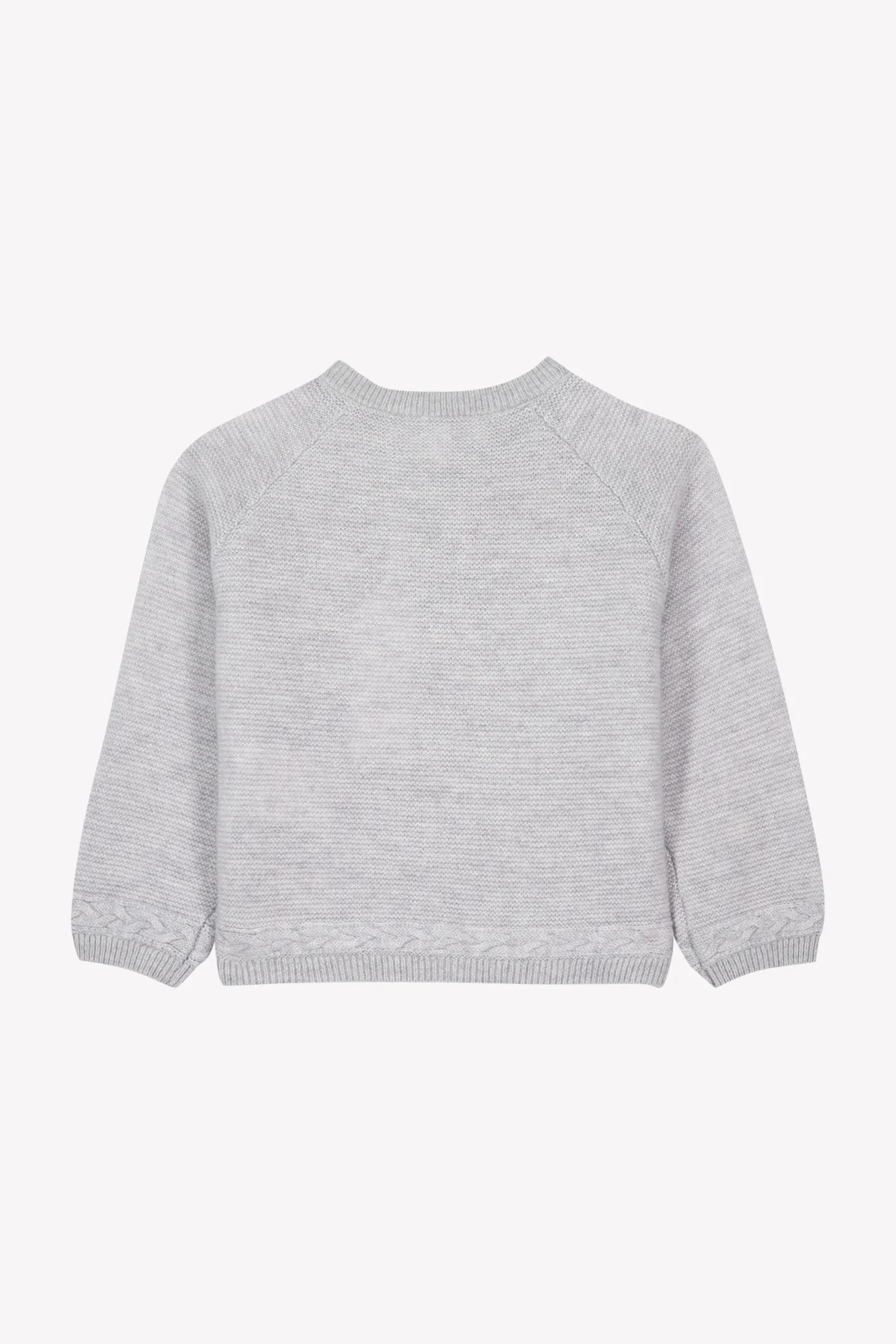 Cardigan - Gris chiné laine col rond - Image 3