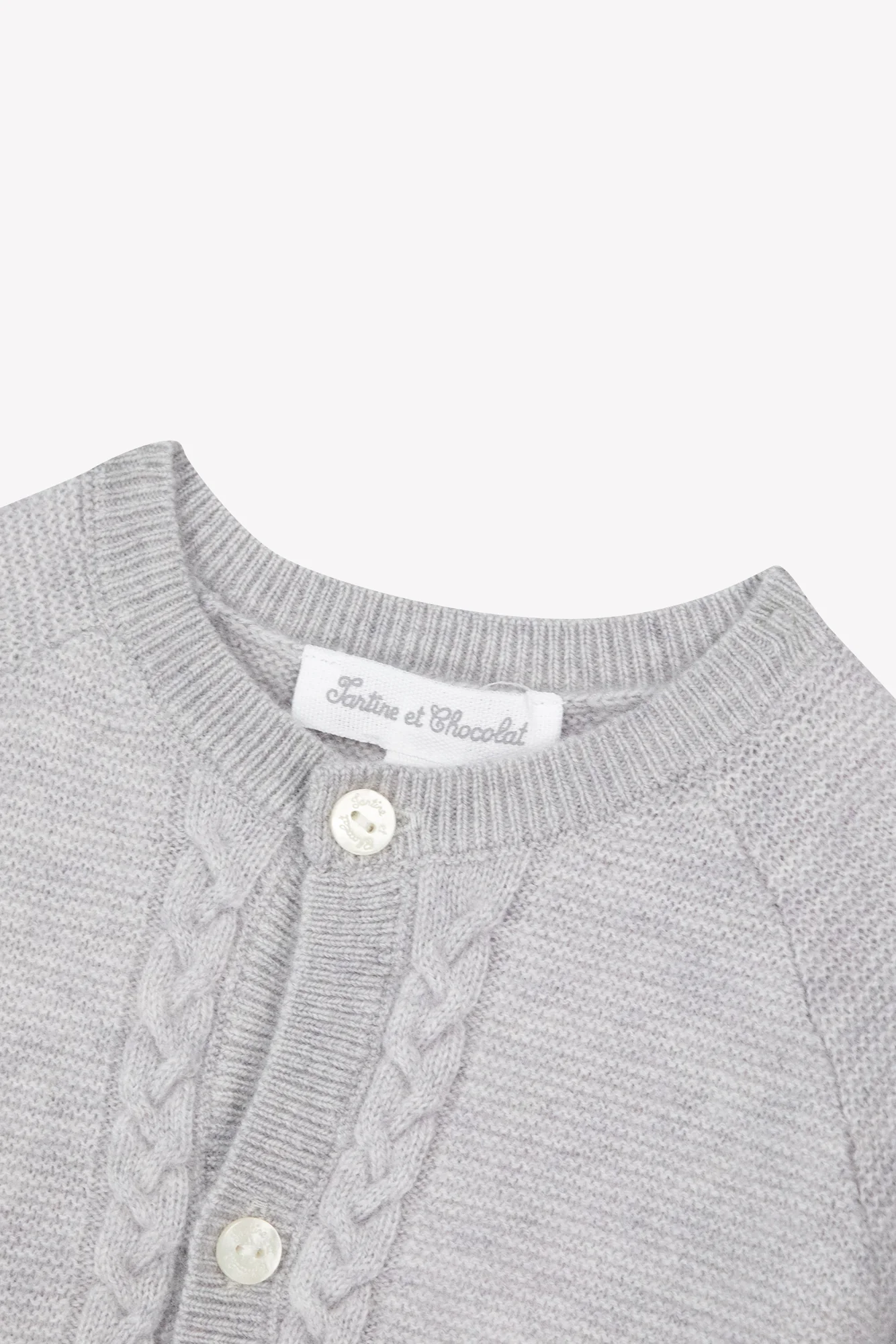 Cardigan - Gris chiné laine col rond - Image 4