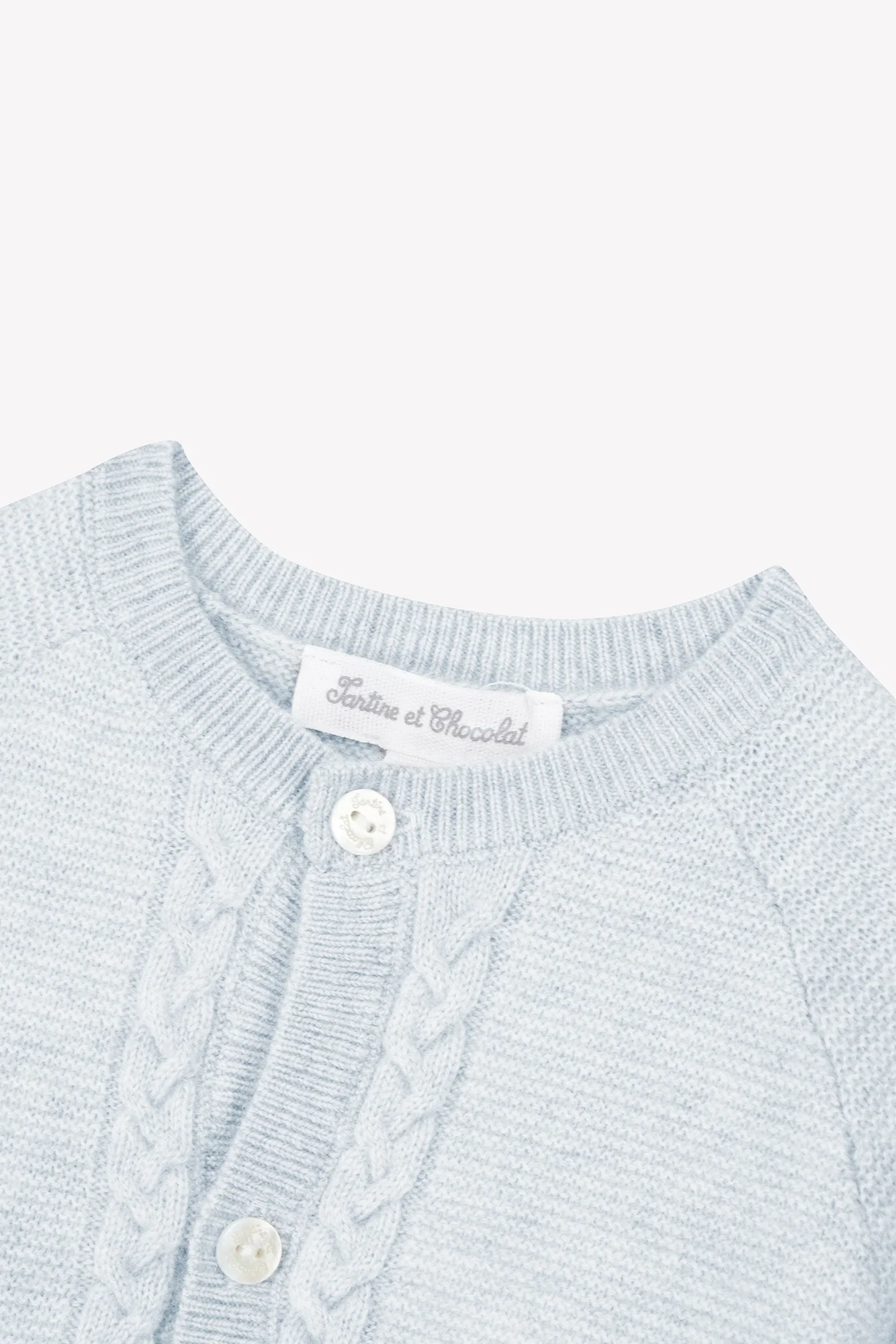 Cardigan - Bleu ciel laine col rond - Image 3