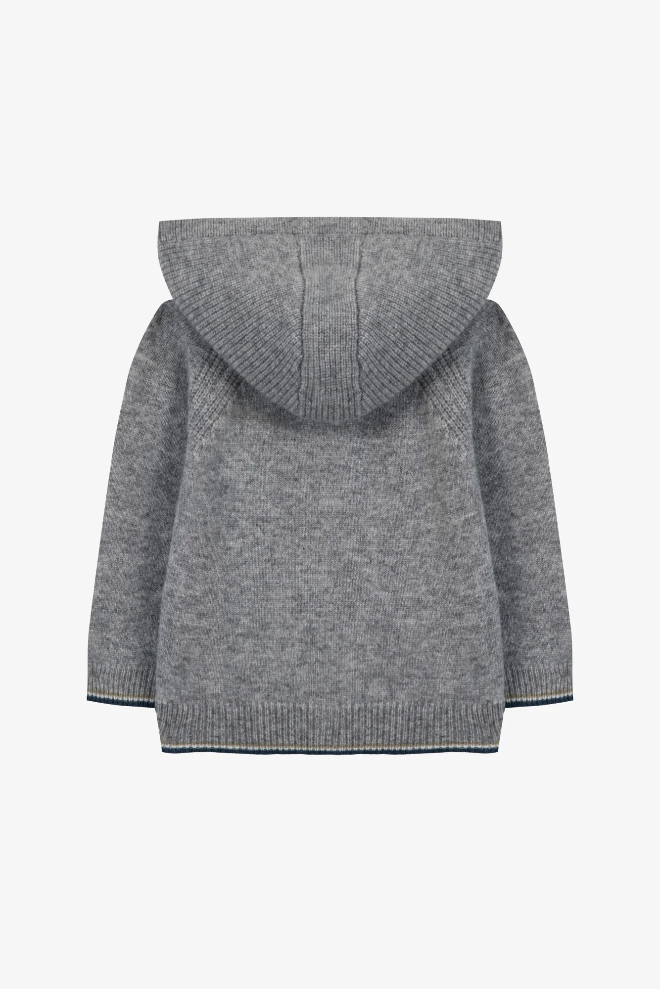 Gilet - Gris chiné laine à capuche zippé - Image 6