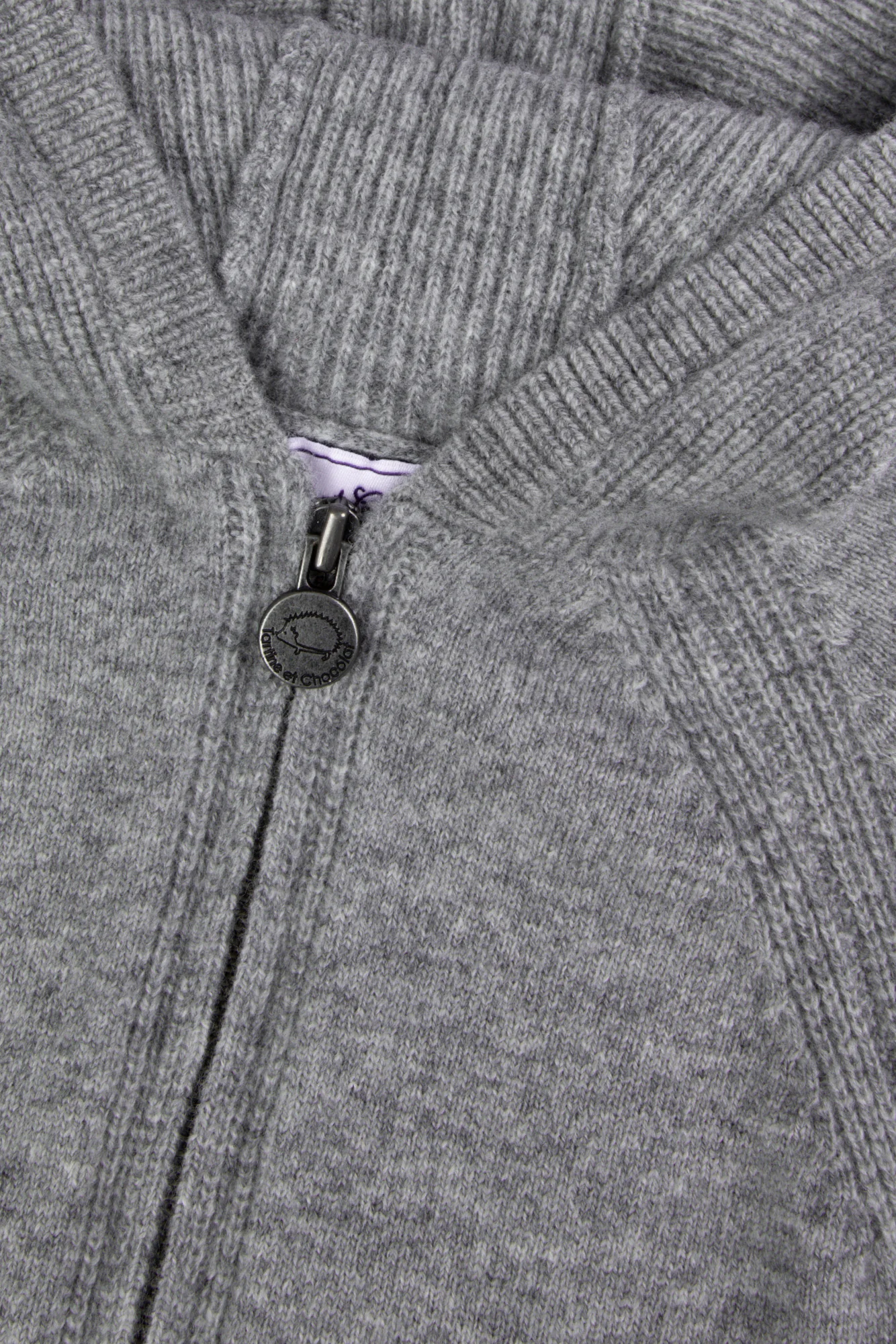 Gilet - Gris chiné laine à capuche zippé - Image 7