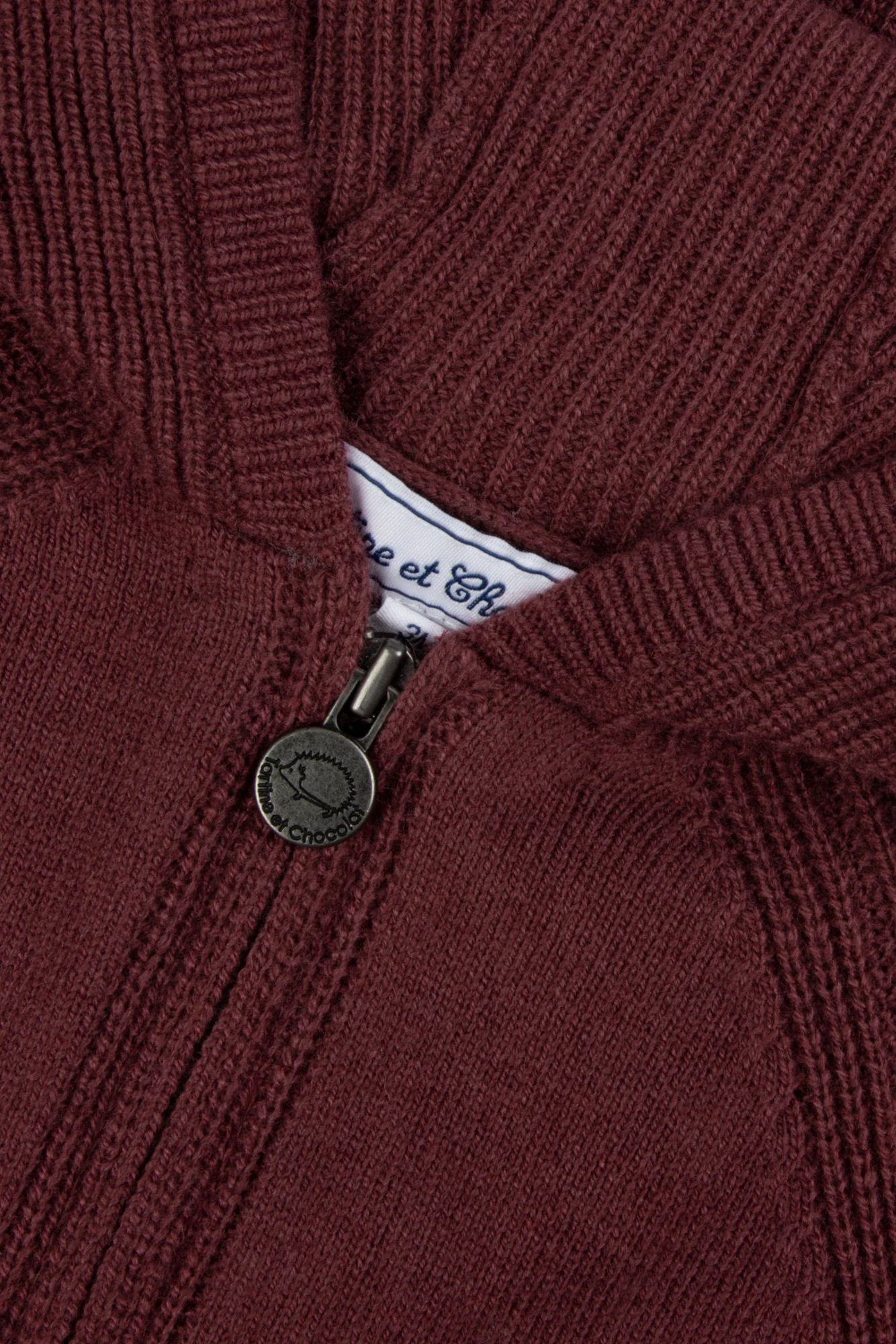 Gilet - Bordeaux laine à capuche zippé - Image 3