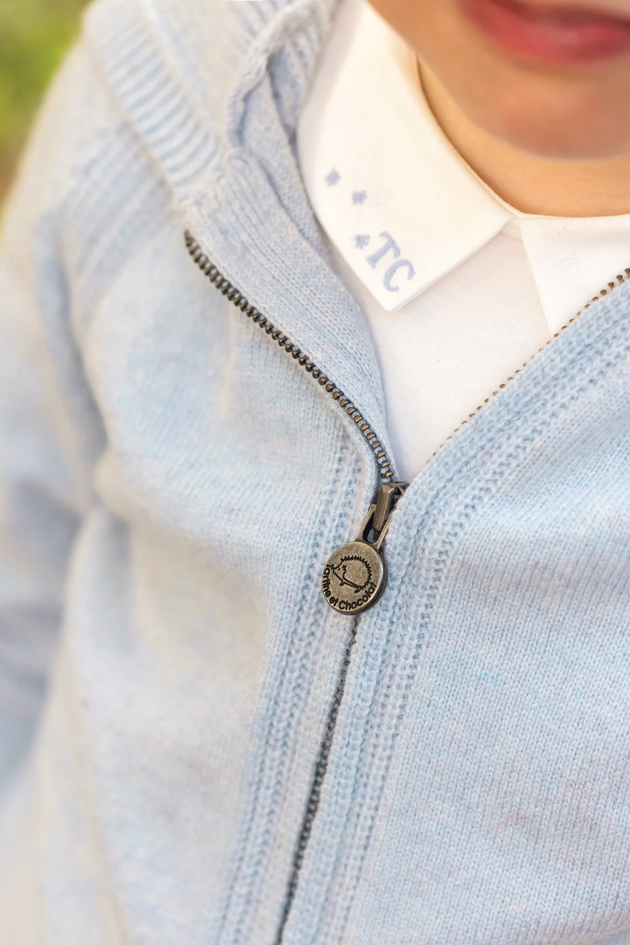 Gilet - Bleu horizon laine à capuche - Image 2