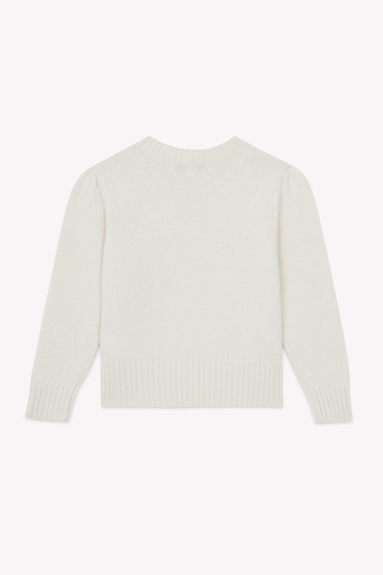 Pull - Ecru laine broderies fleurs - Image 5