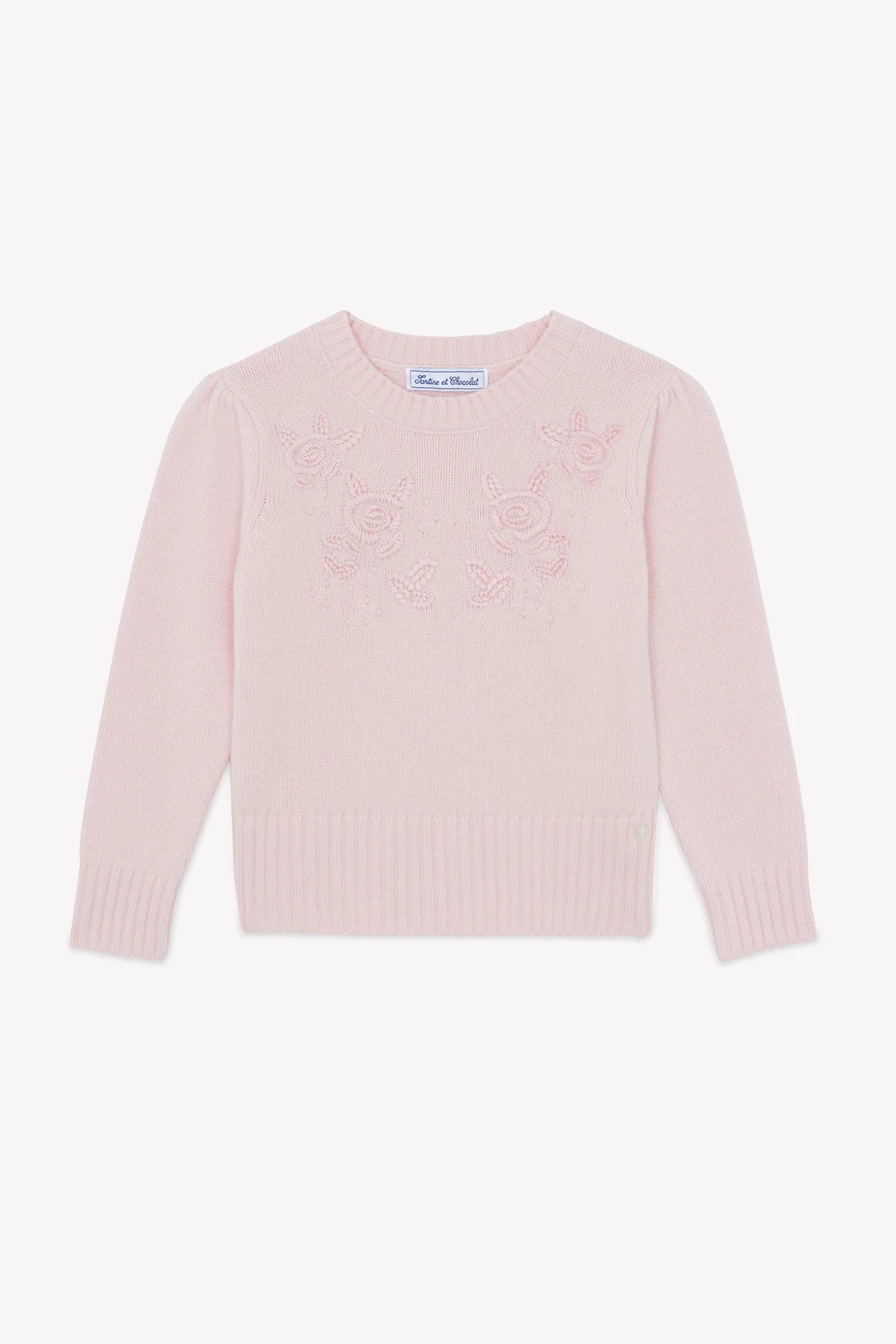 Pull - Rosée laine broderies fleurs - Image 3