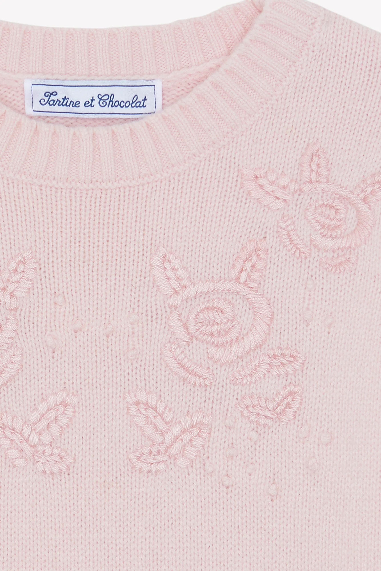 Pull - Rosée laine broderies fleurs - Image 5