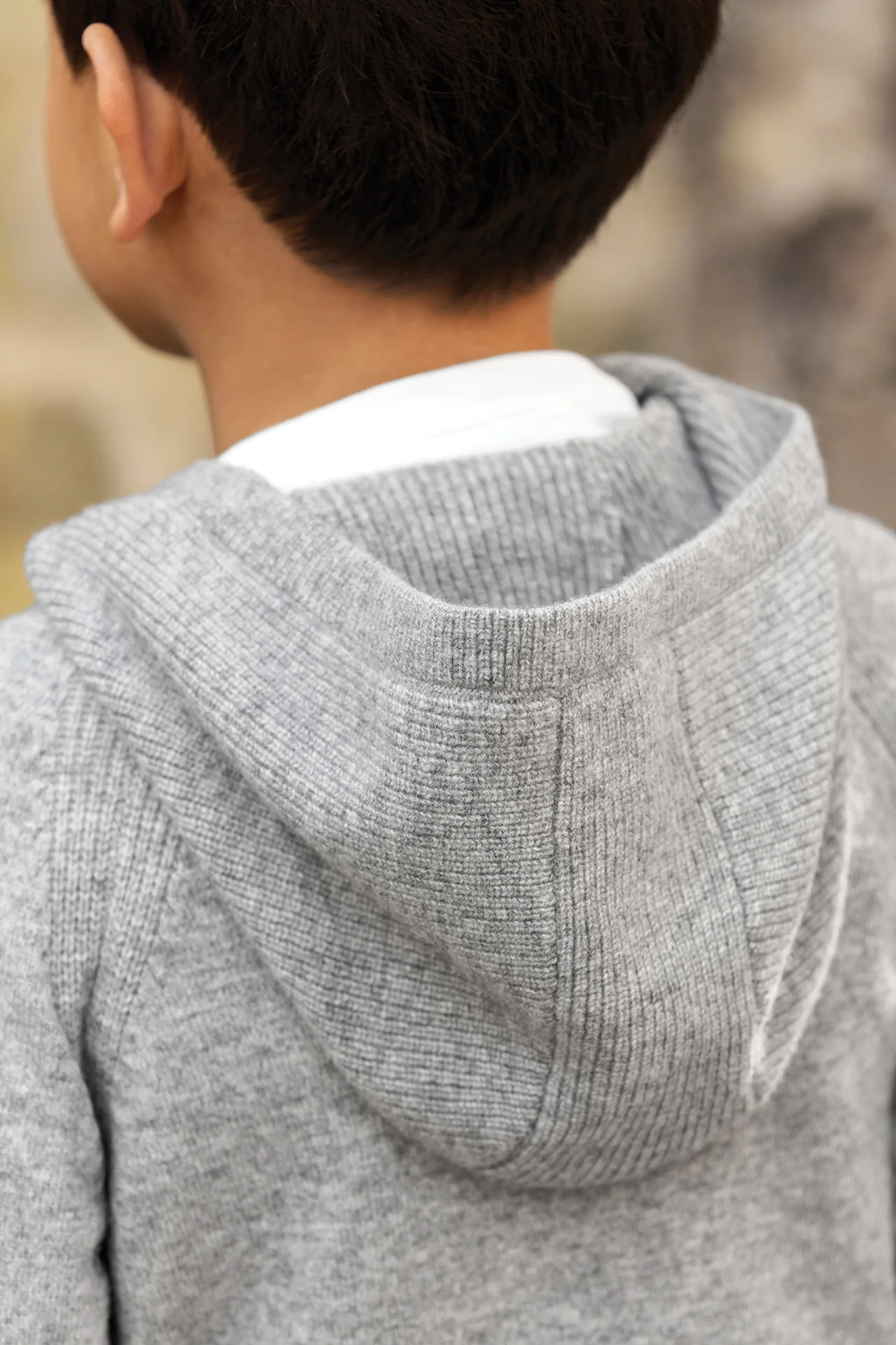 Cardigan - Gris chiné laine capuche maille - Image 2